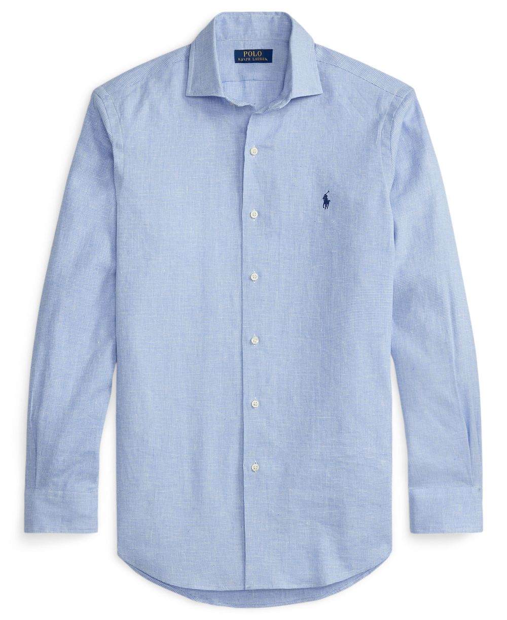 Men's Classic-Fit Miniature Houndstooth Pattern Shirt