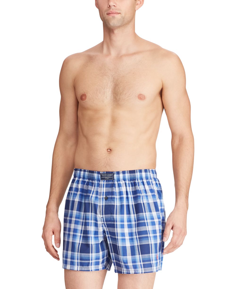 Men's Plaid Single-Button Fly Boxers