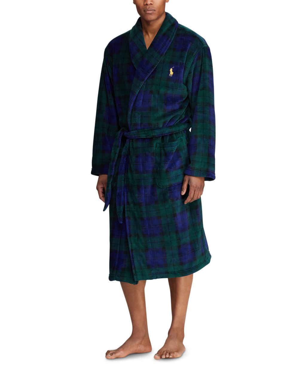 Men's Microfiber Plaid Shawl Collar Robe