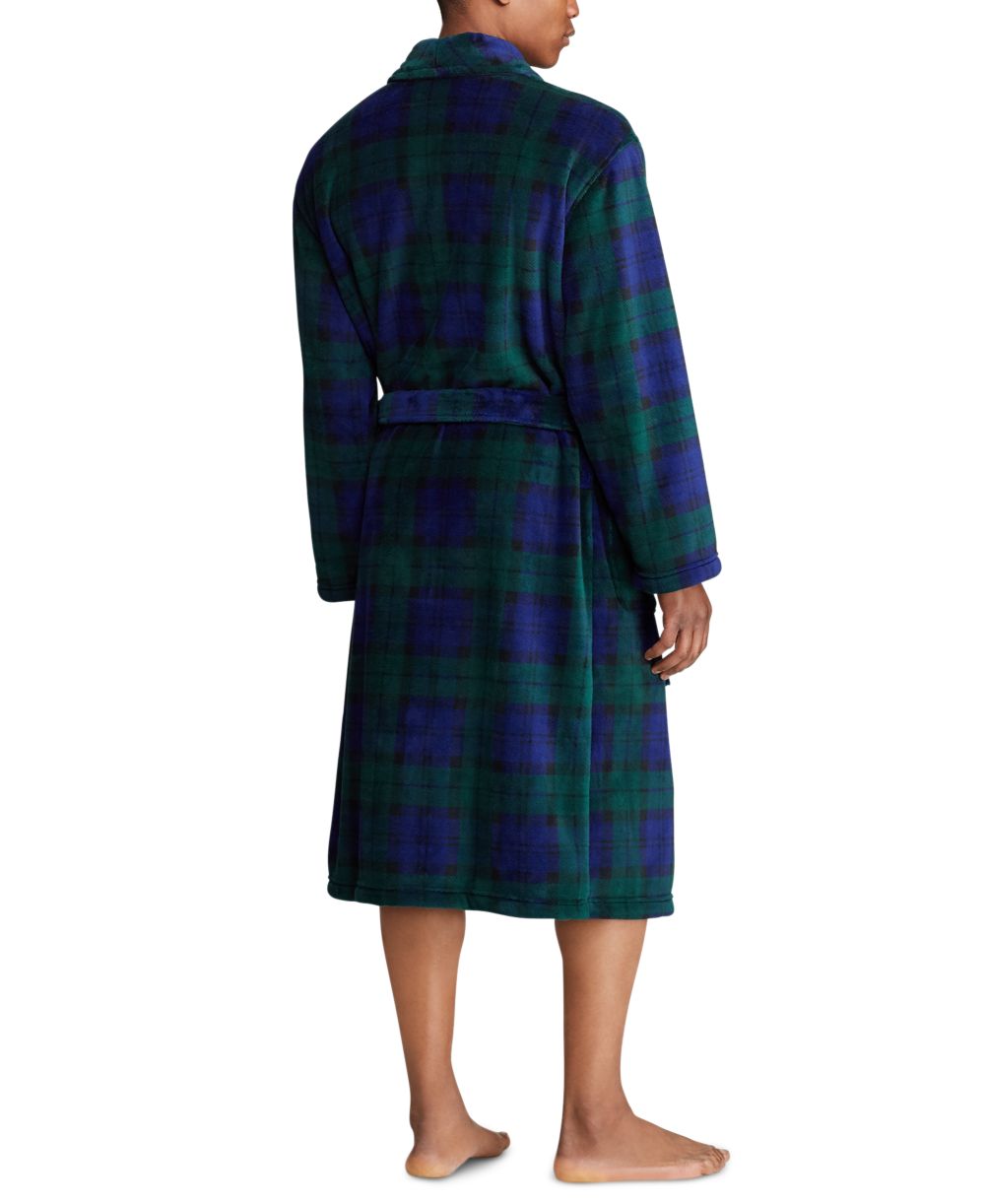 Men's Microfiber Plaid Shawl Collar Robe