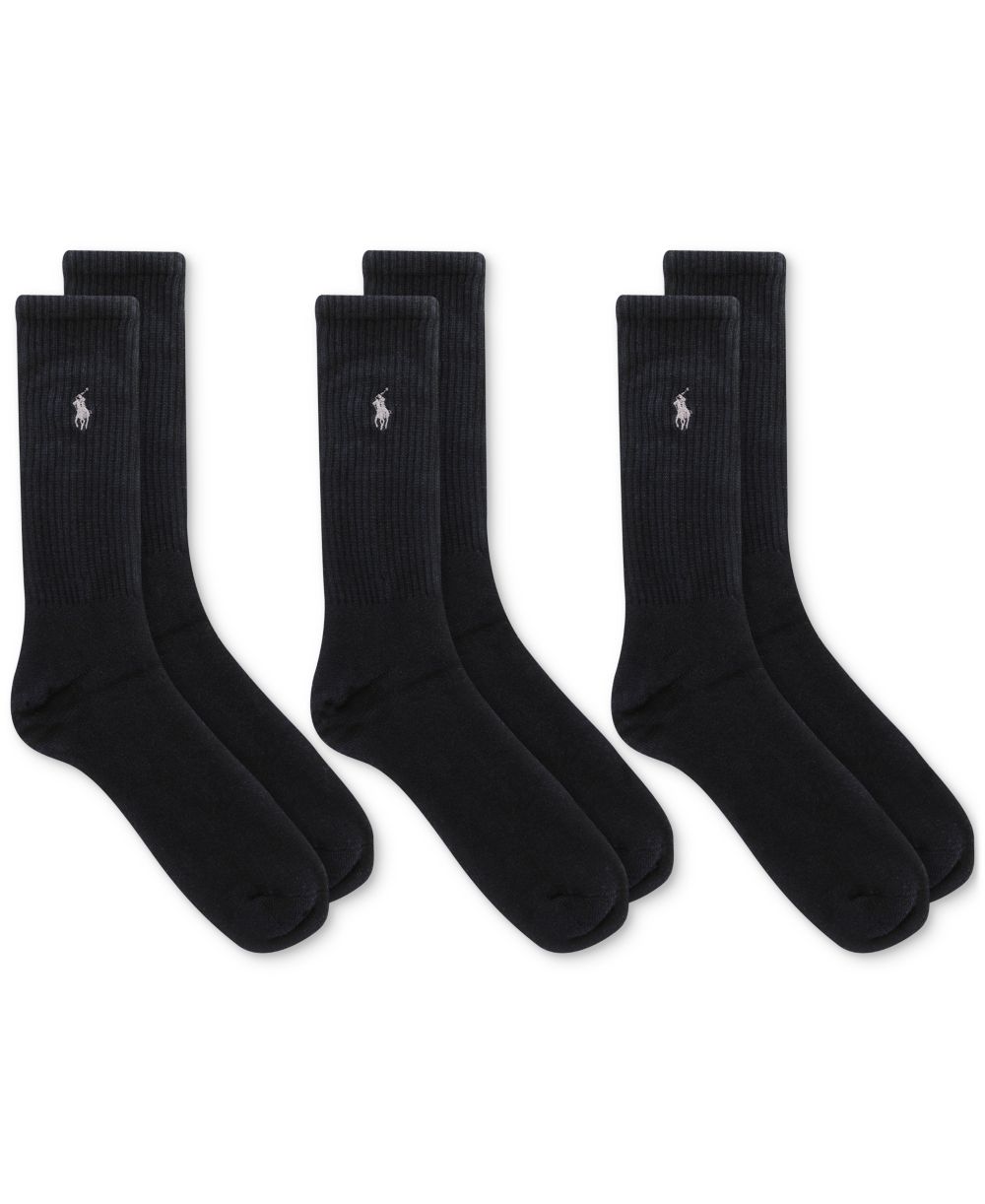 Men's Ribbed Cushion Foot Crew Socks, 3-Pack