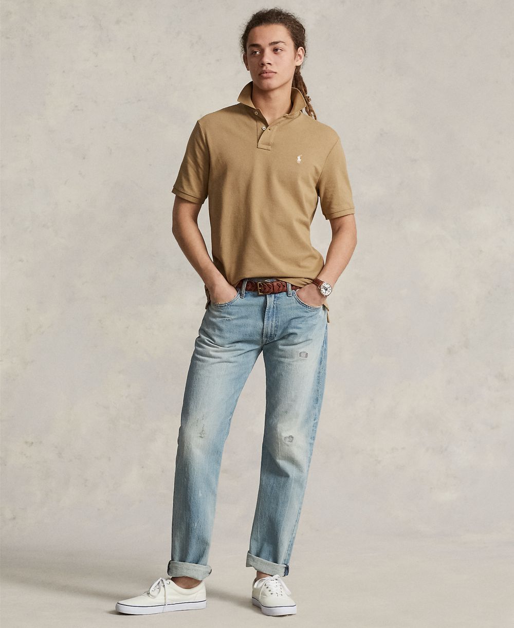Men's Cotton Custom Slim Fit Mesh Polo Shirt