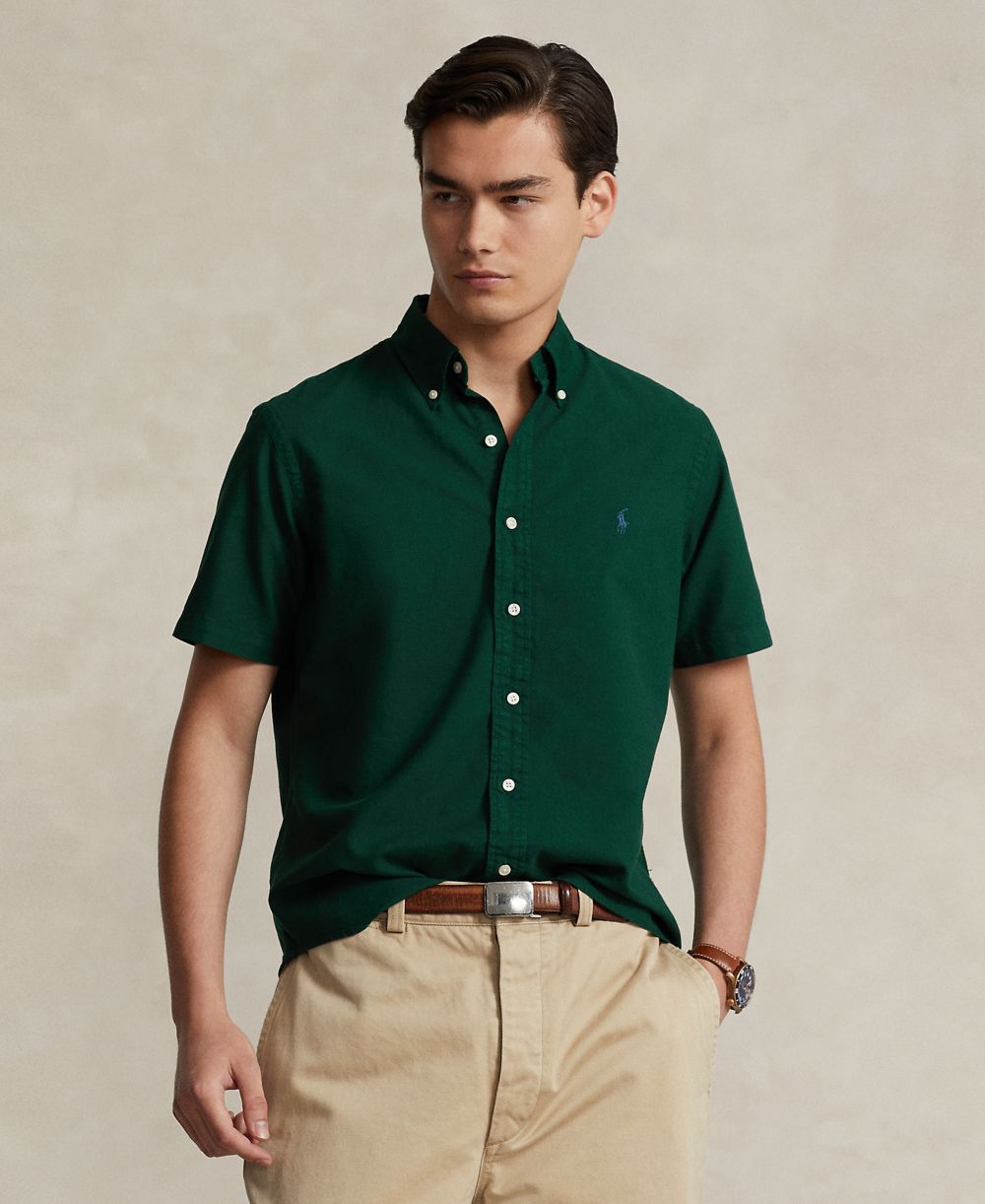 Men's Cotton Classic-Fit Garment-Dyed Oxford Shirt