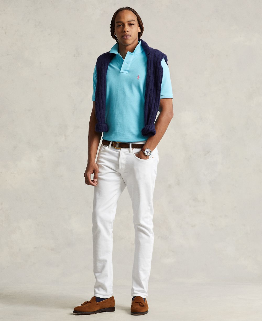 Men's Custom Slim-Fit Mesh Polo Shirt