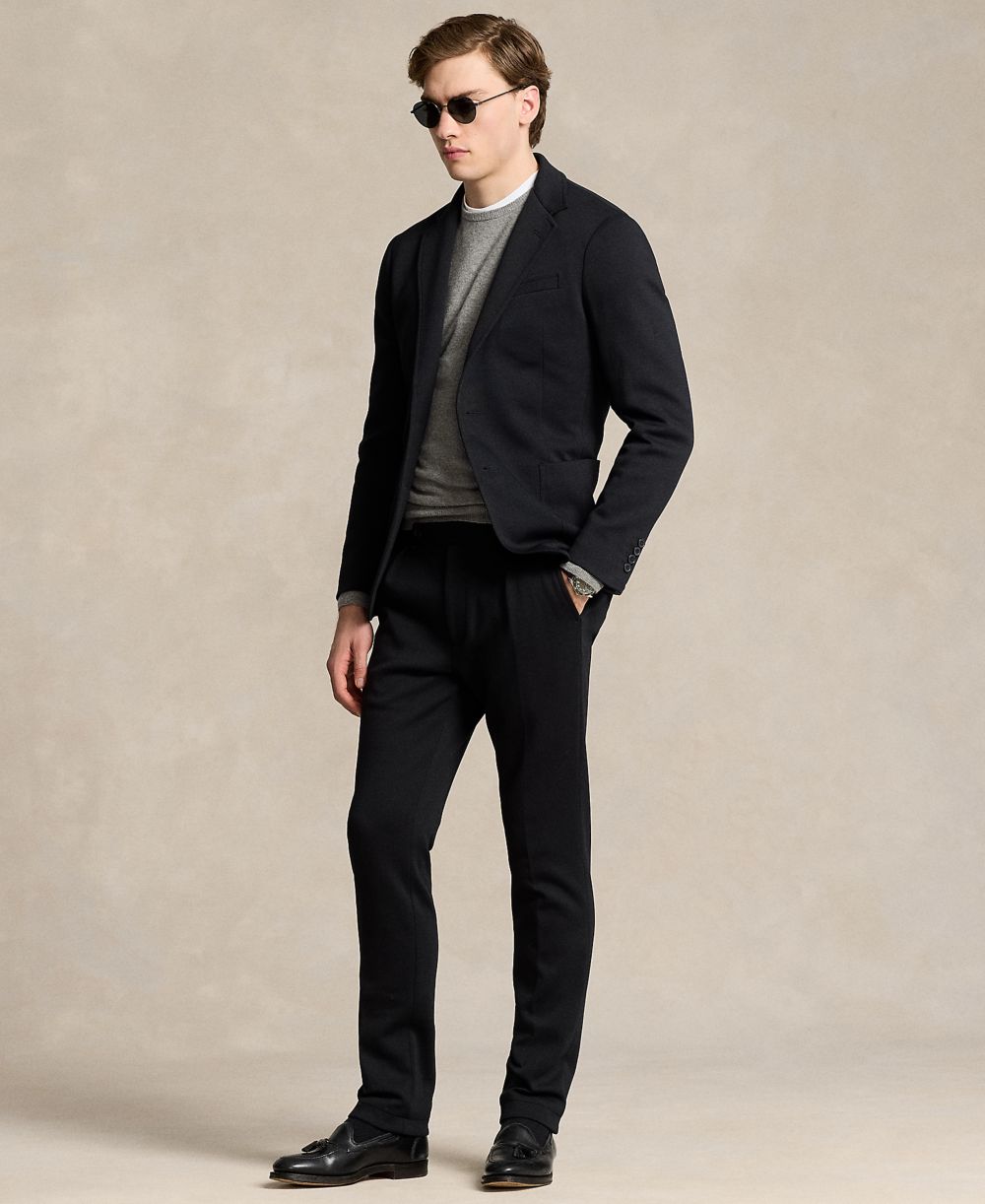 Men's Pleated Double-Knit Suit Trousers