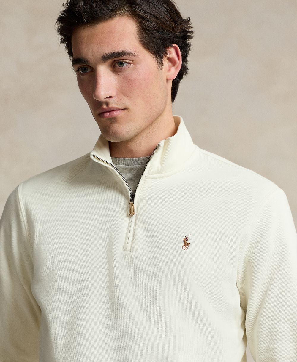 Men's Estate-Rib Cotton Quarter-Zip Sweater