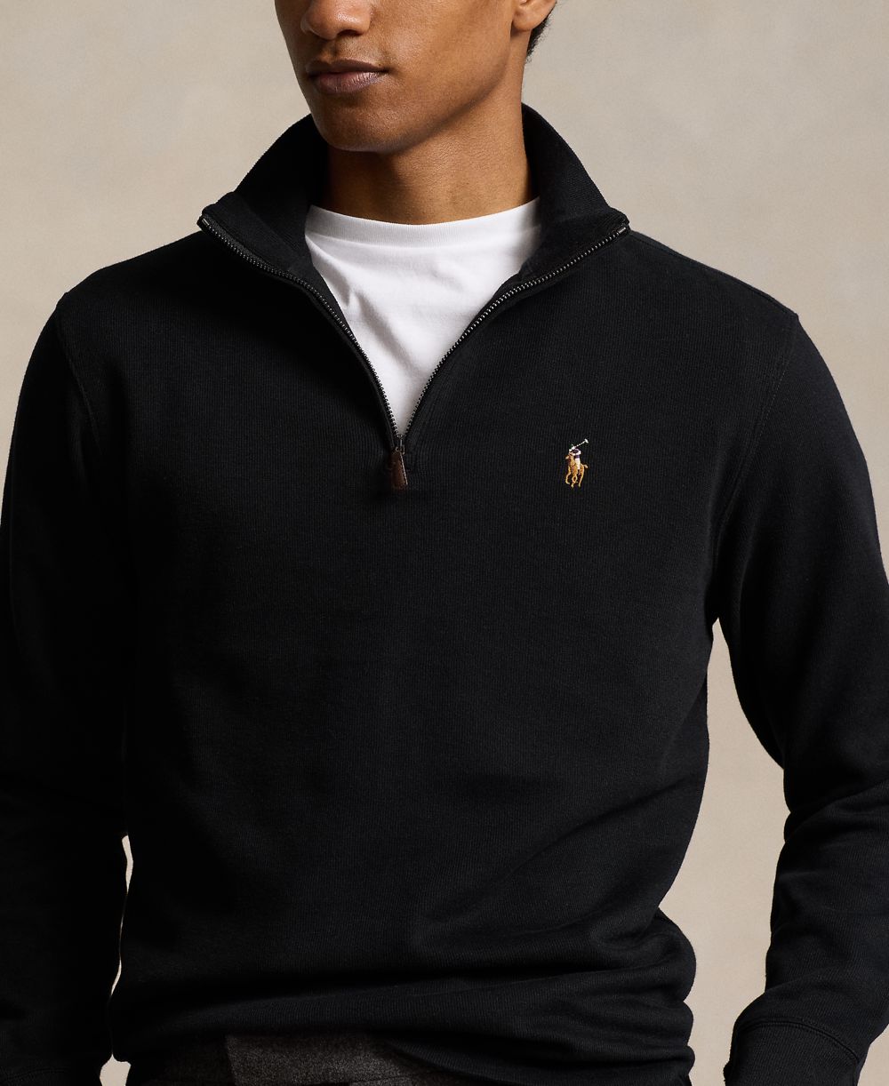 Men's Estate-Rib Cotton Quarter-Zip Sweater
