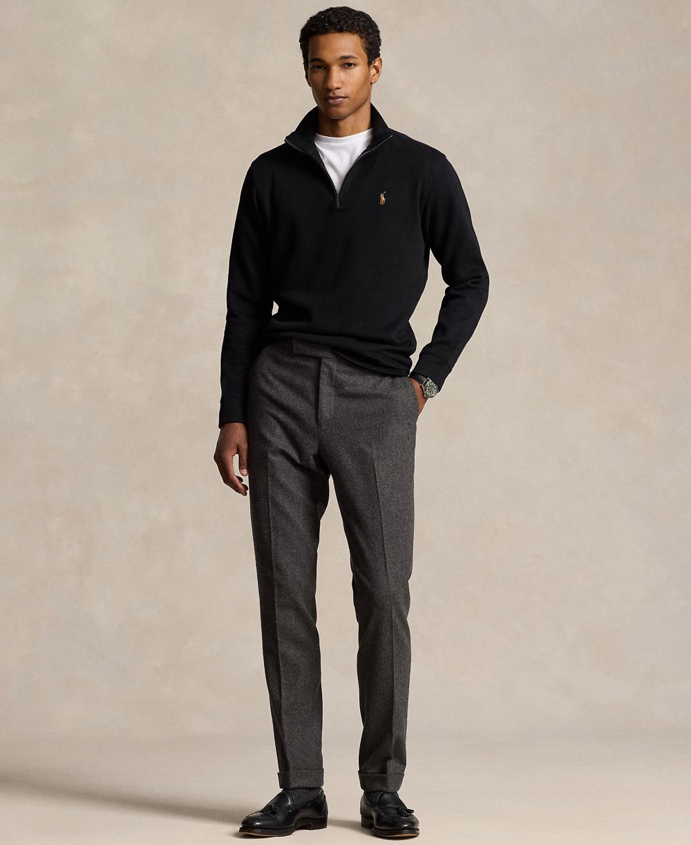 Men's Estate-Rib Cotton Quarter-Zip Sweater