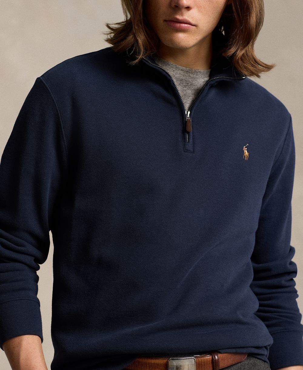 Men's Estate-Rib Cotton Quarter-Zip Sweater