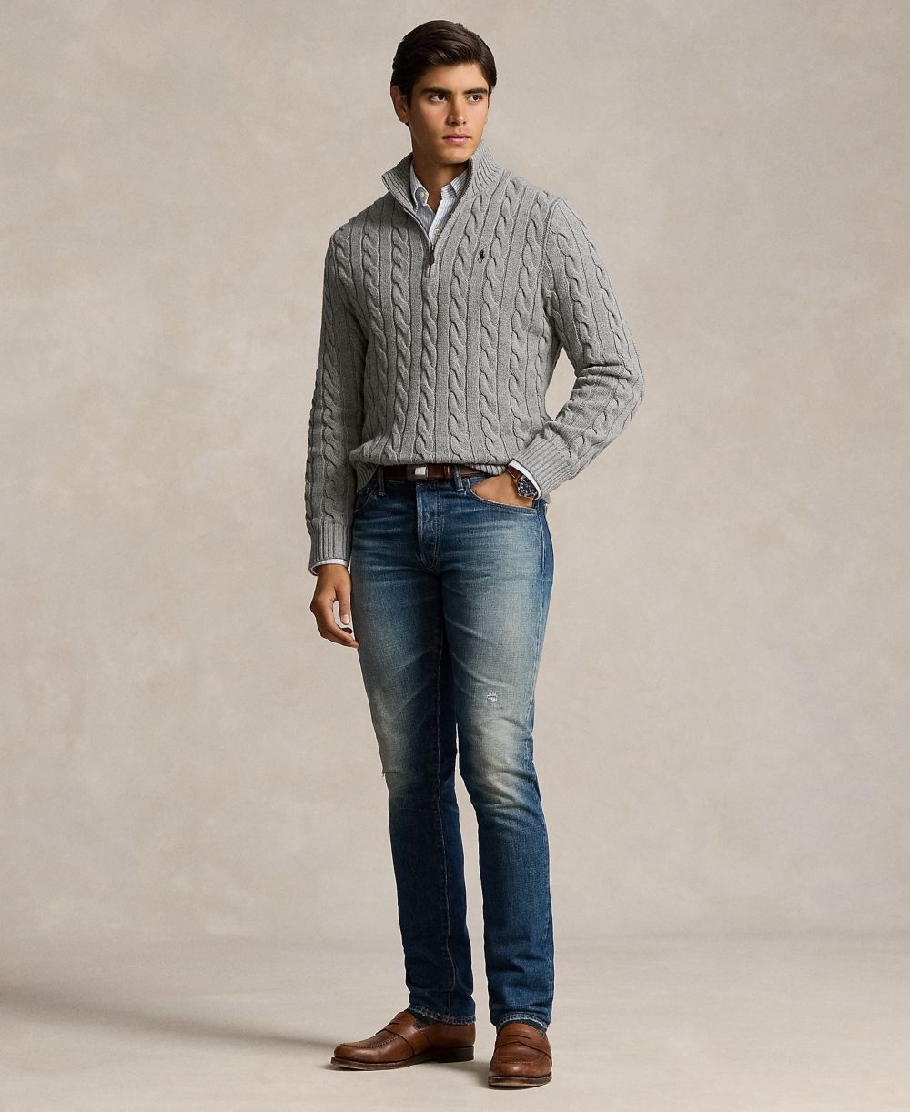 Men's Cable-Knit Cotton Sweater