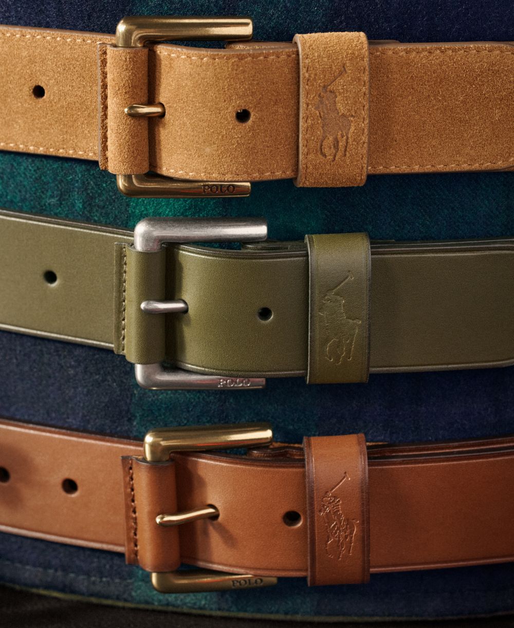 Men's Roller-Buckle Suede Belt