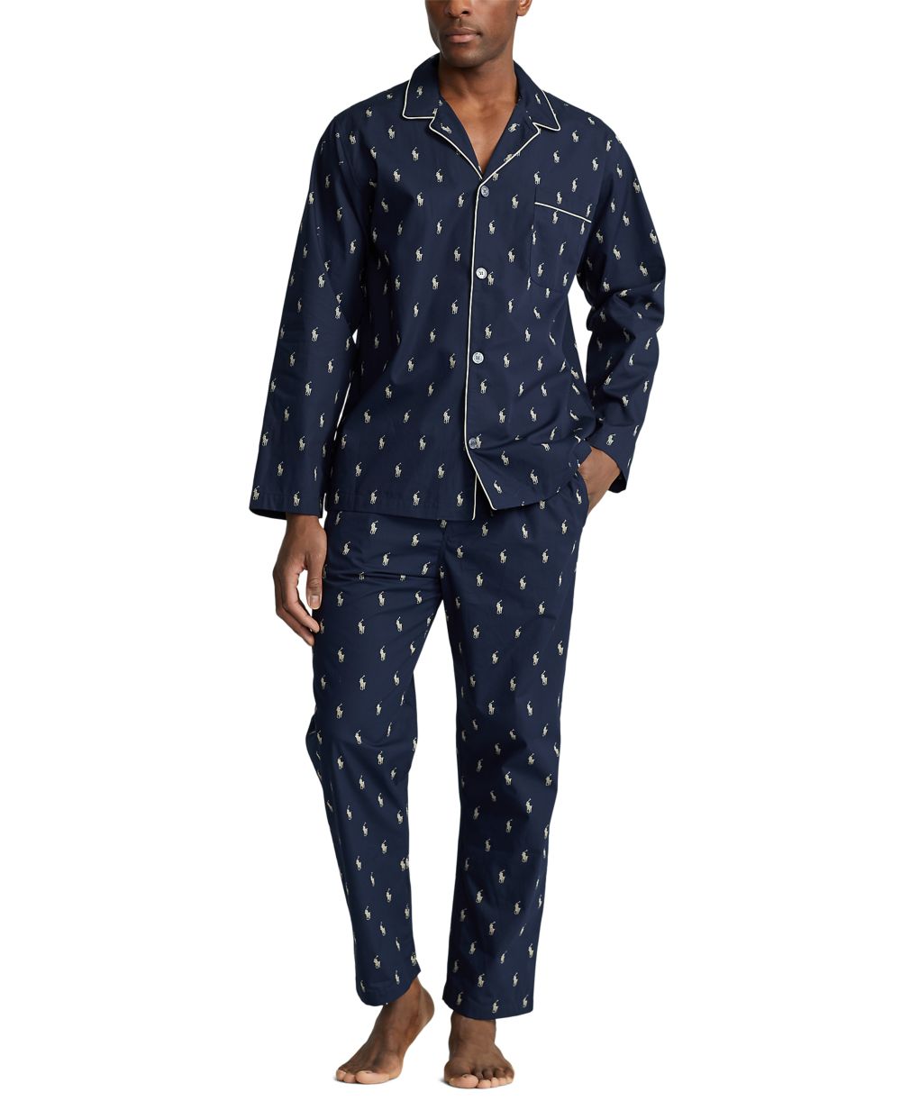 Men's Cotton Jersey Sleep Shirt & Polo Player Pajama Pants