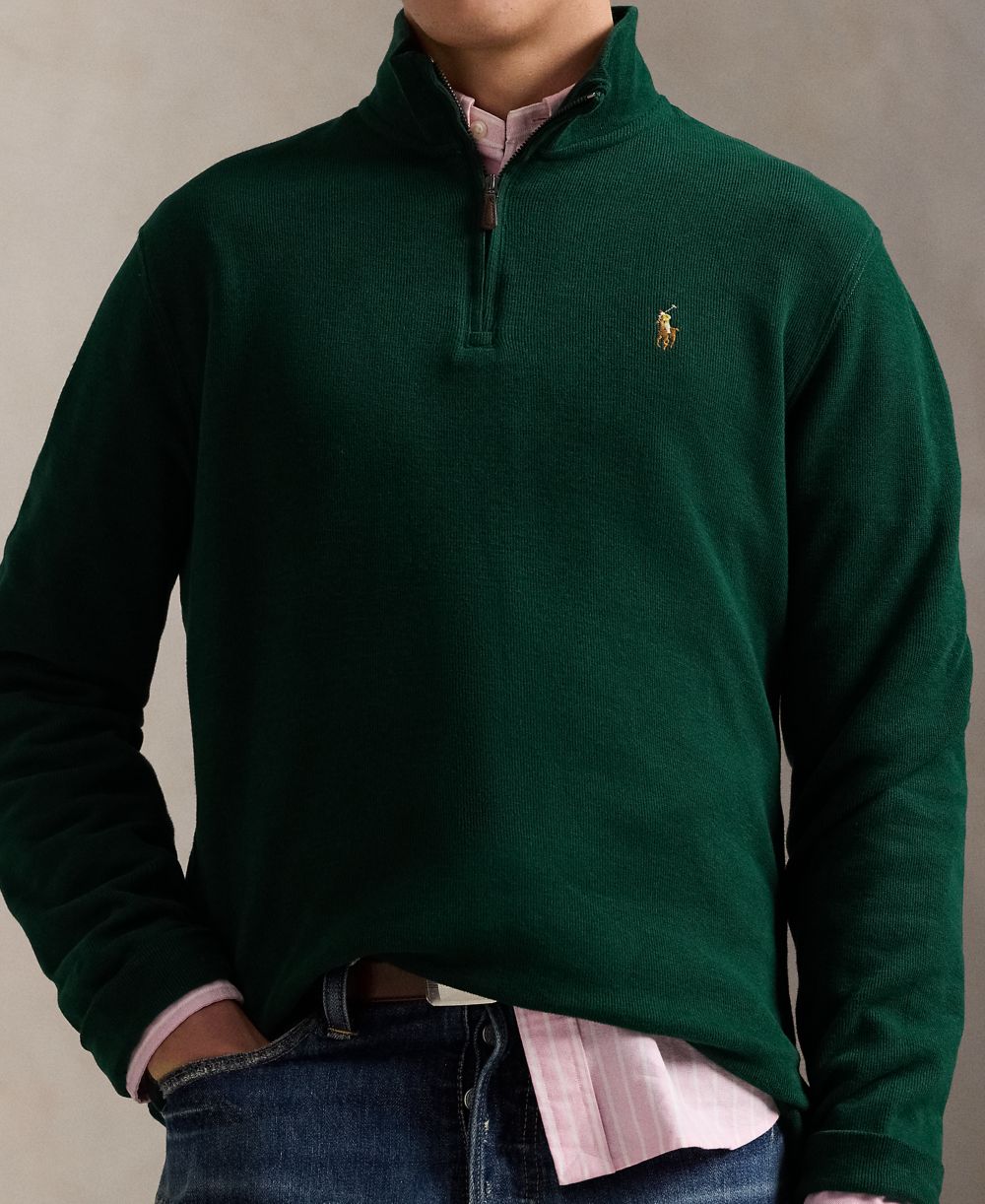 Men's Estate-Rib Cotton Quarter-Zip Sweater