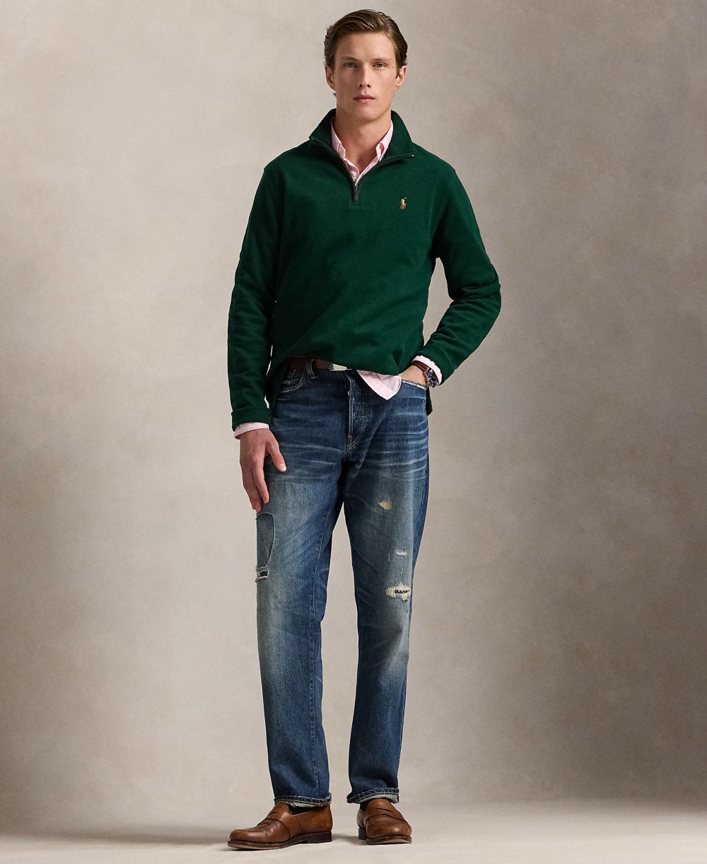 Men's Estate-Rib Cotton Quarter-Zip Sweater