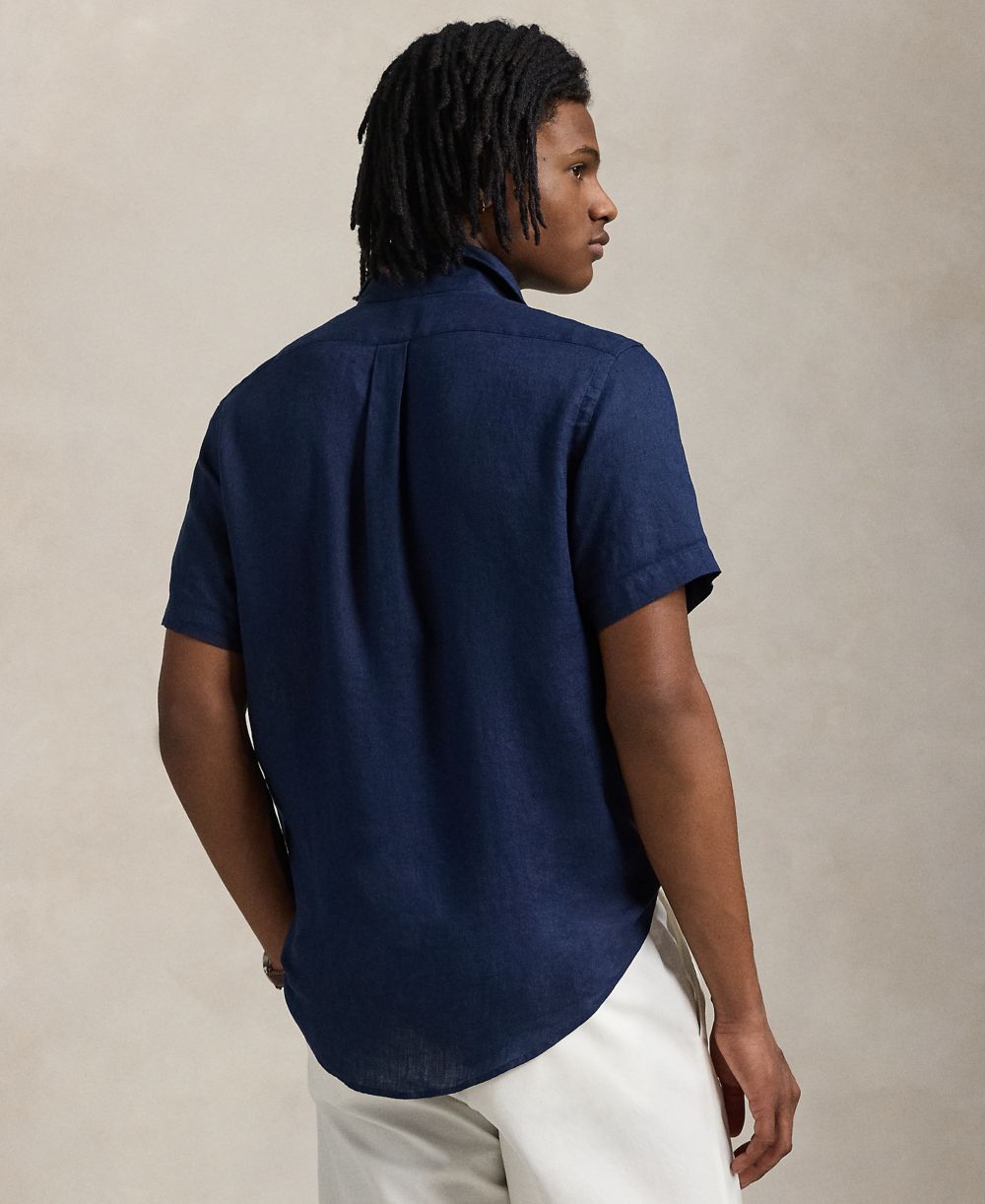 Men's Short-Sleeve Linen Button-Up Shirt