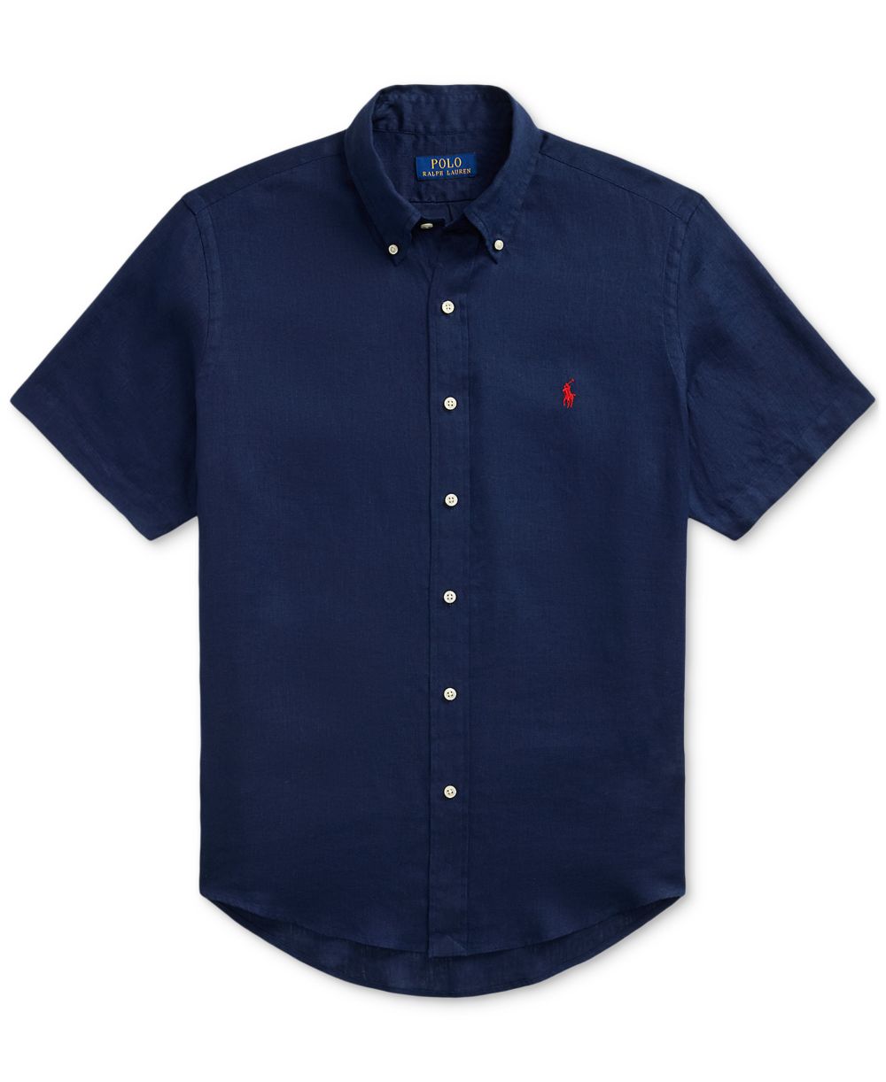 Men's Short-Sleeve Linen Button-Up Shirt