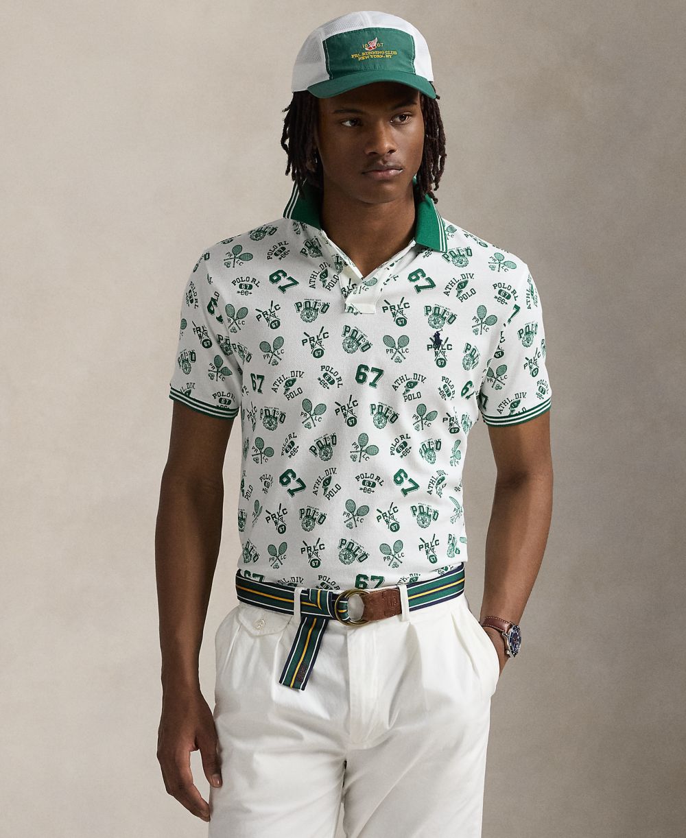 Men's Classic-Fit Print Mesh Polo Shirt