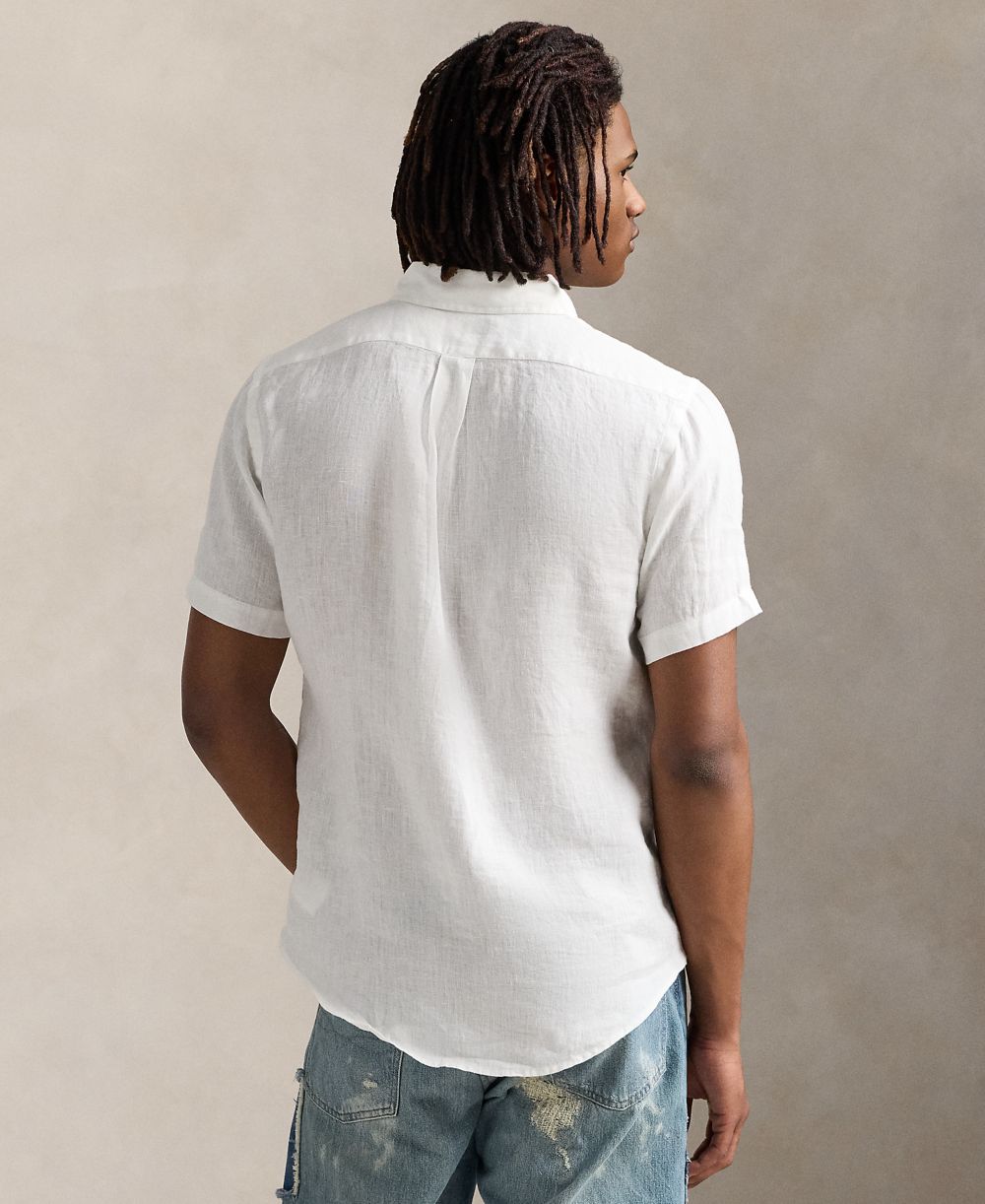 Men's Short-Sleeve Linen Button-Up Shirt
