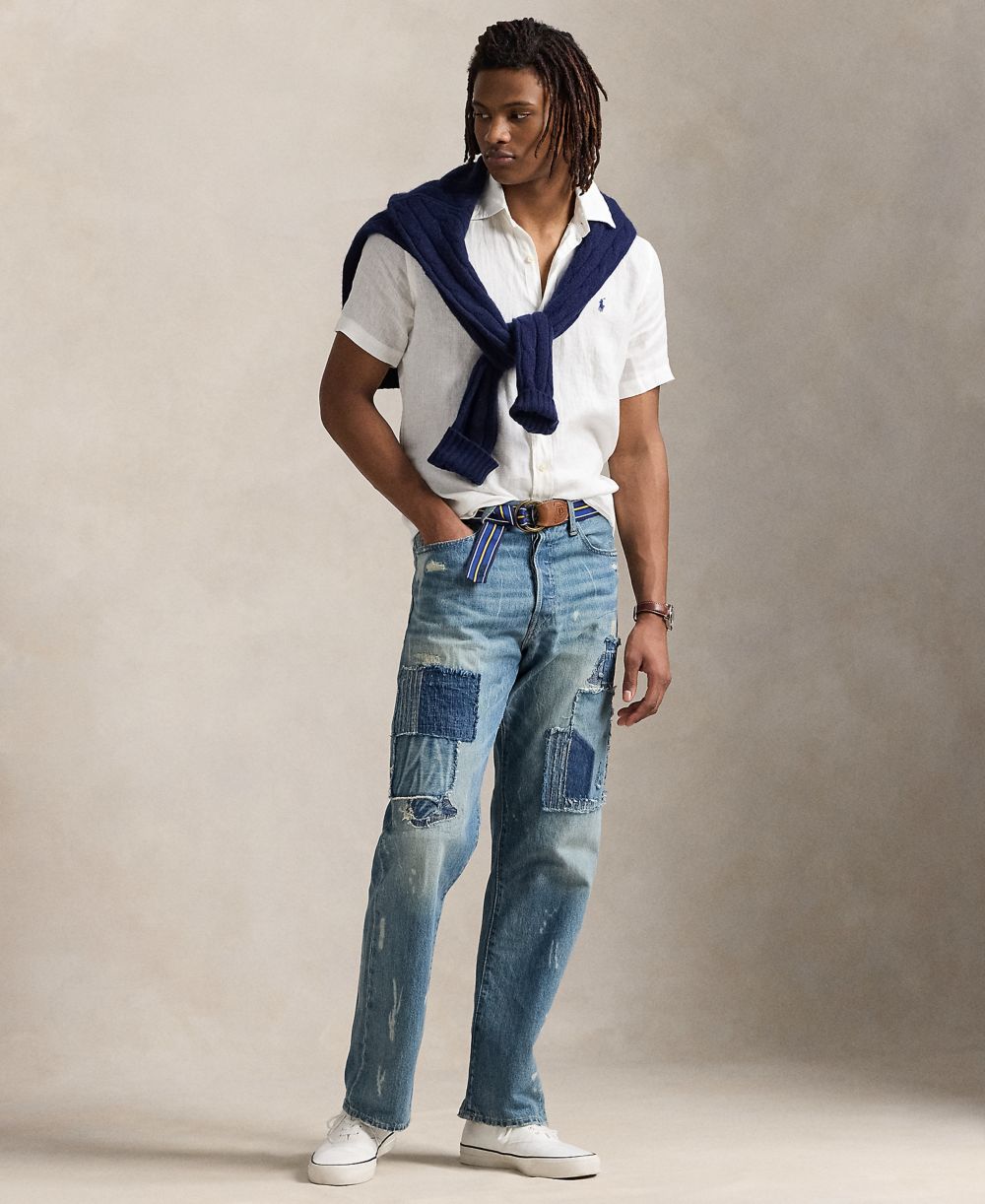 Men's Short-Sleeve Linen Button-Up Shirt