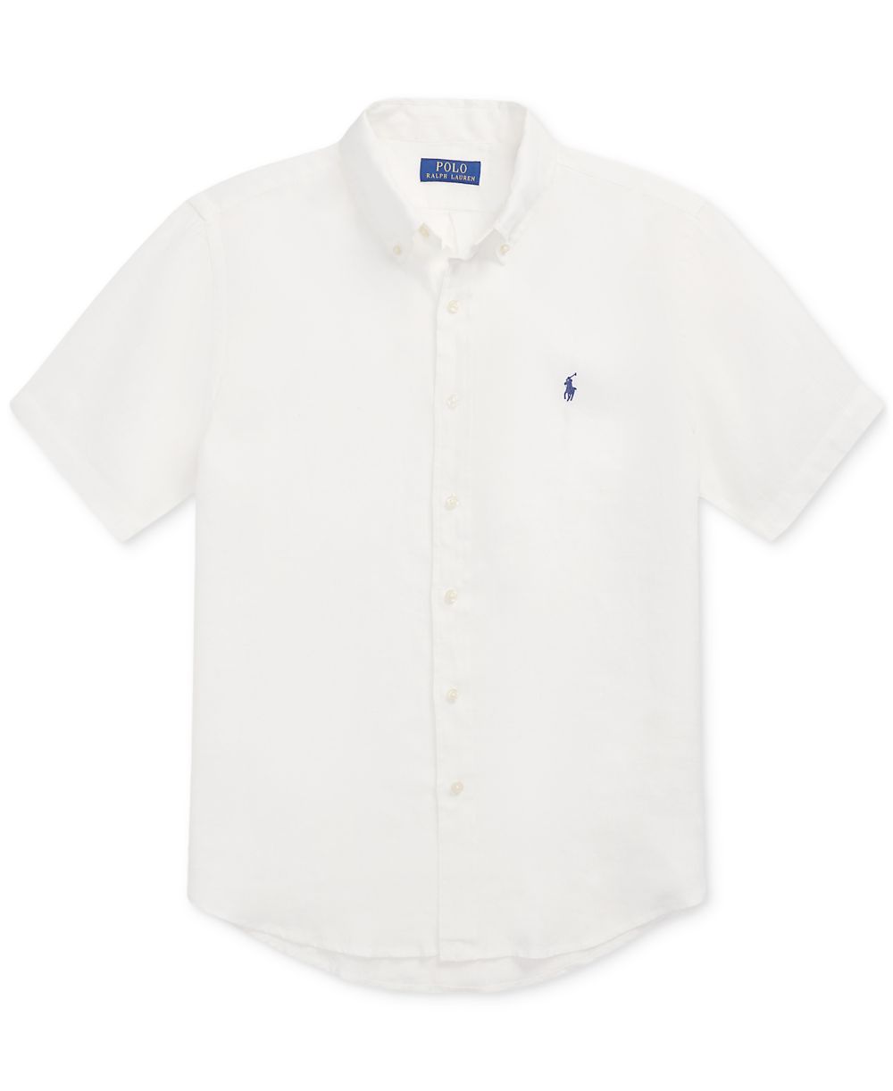 Men's Short-Sleeve Linen Button-Up Shirt