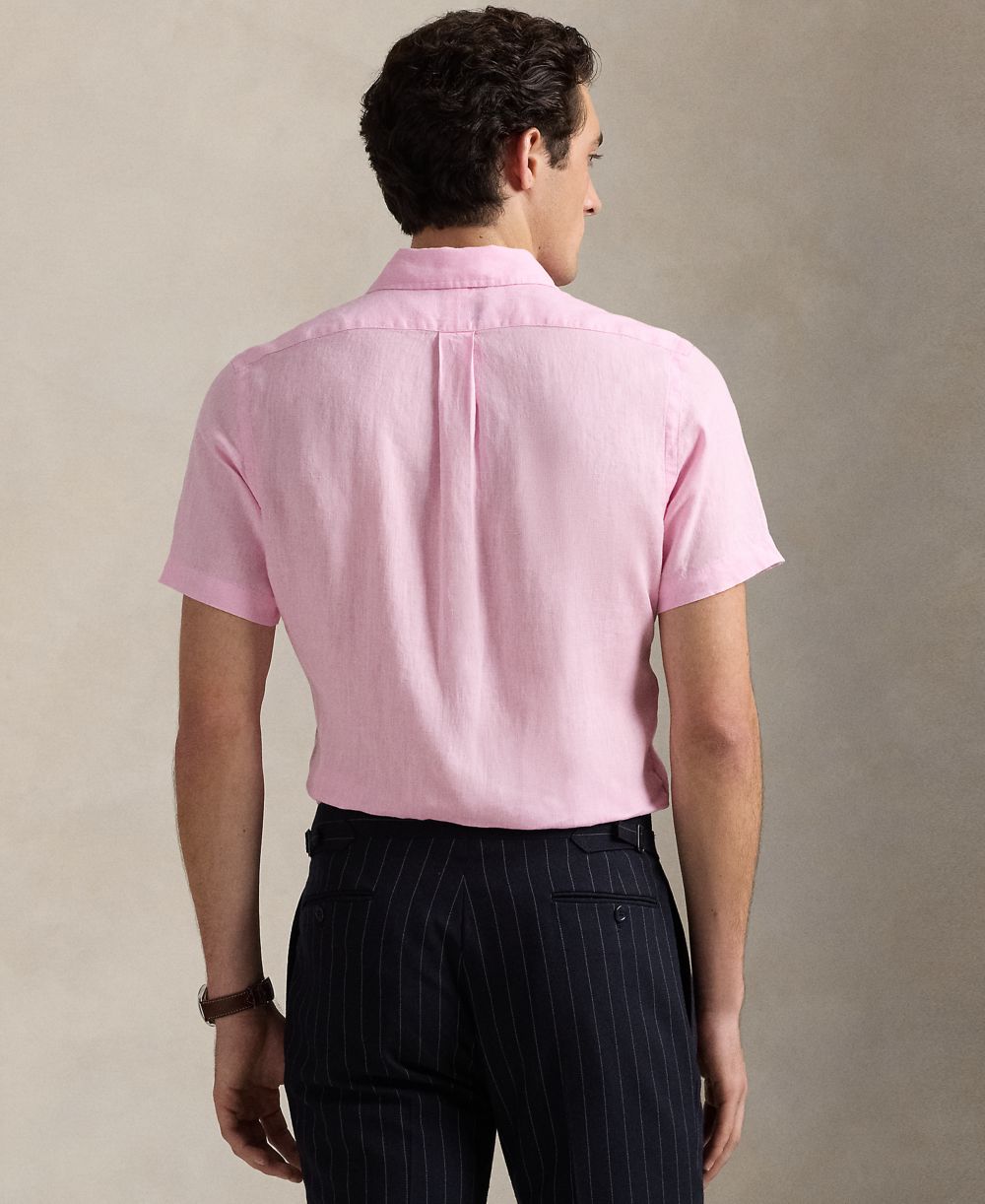 Men's Short-Sleeve Linen Button-Up Shirt