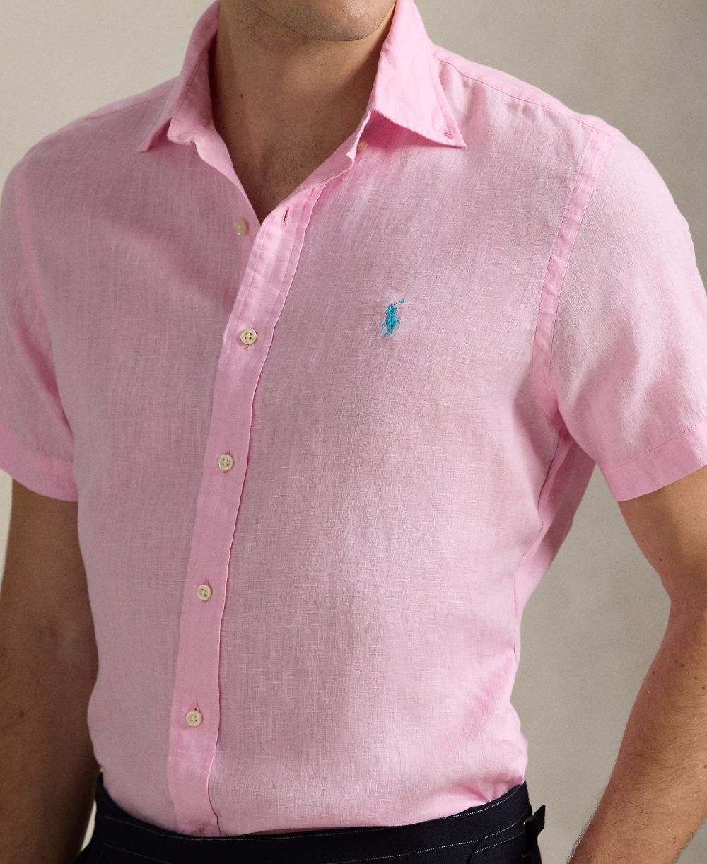 Men's Short-Sleeve Linen Button-Up Shirt