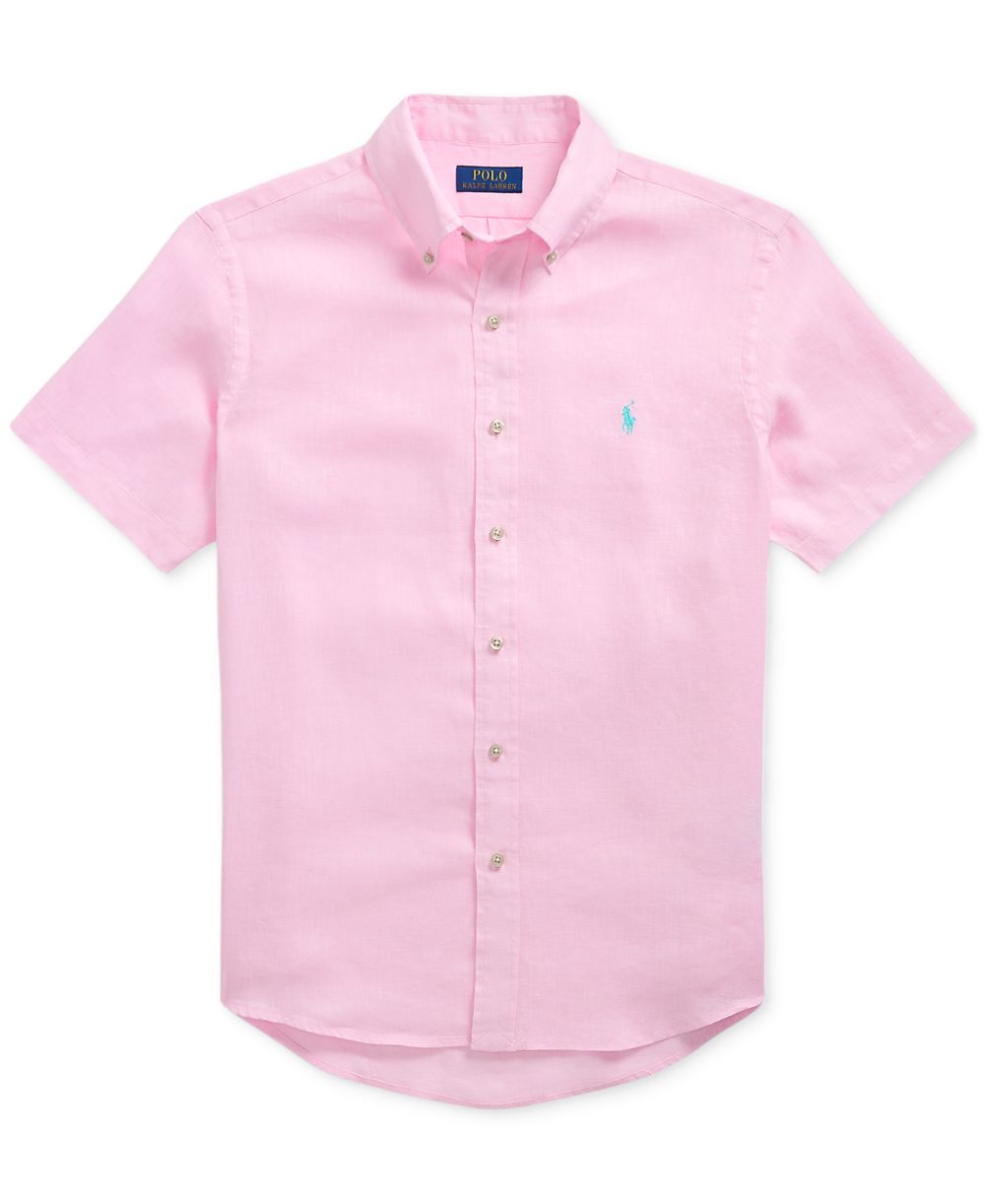 Men's Short-Sleeve Linen Button-Up Shirt