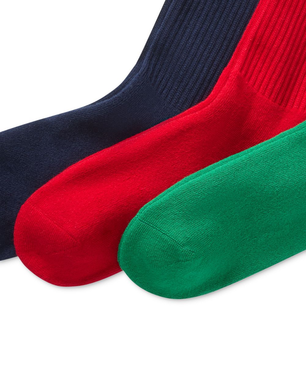 Men's Ribbed Cushion Foot Crew Socks, 3-Pack