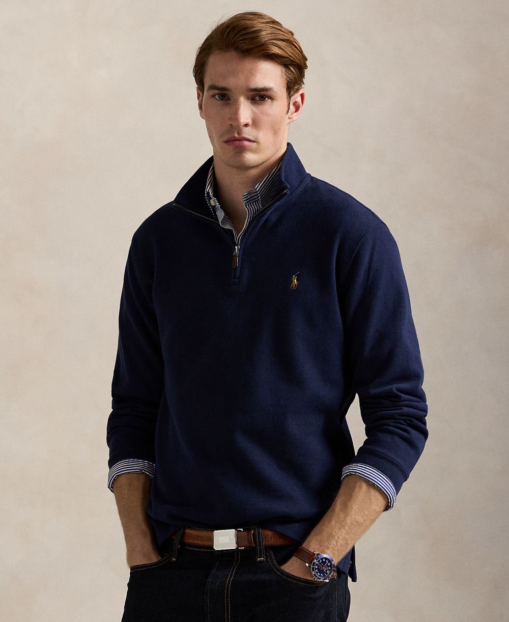 Men's Estate-Rib Cotton Quarter-Zip Sweater