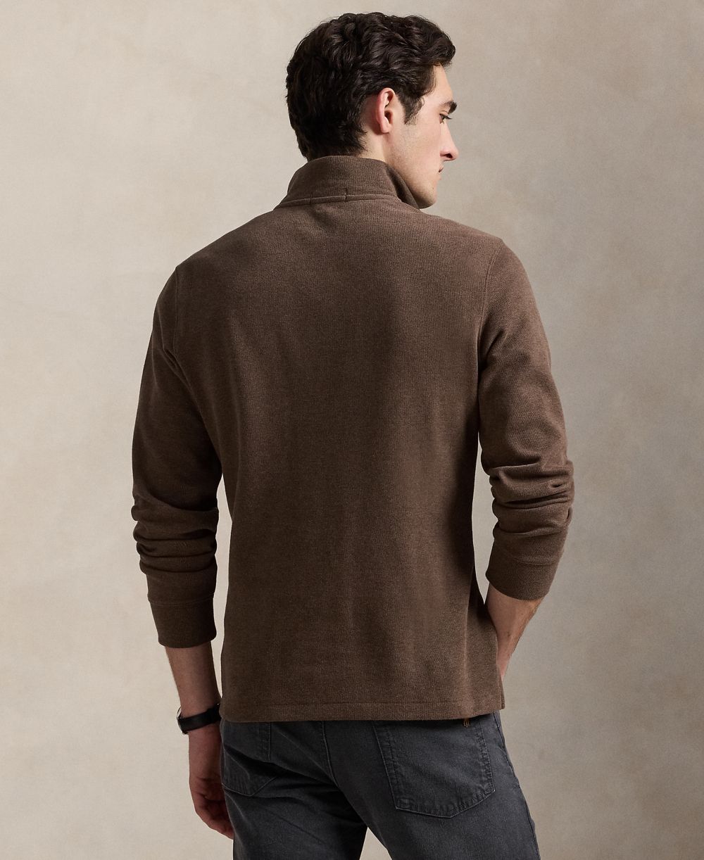 Men's Estate-Rib Cotton Quarter-Zip Sweater