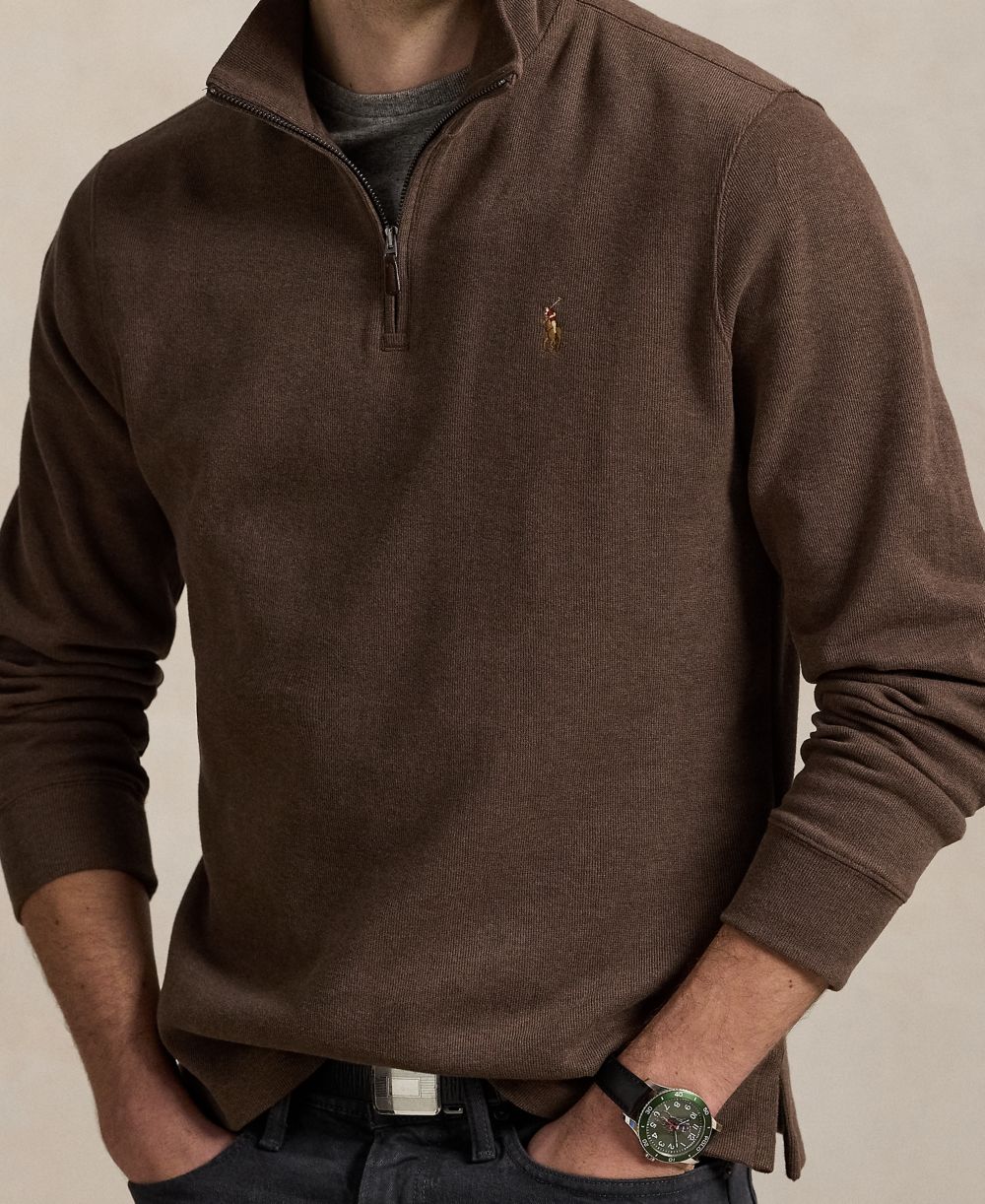 Men's Estate-Rib Cotton Quarter-Zip Sweater