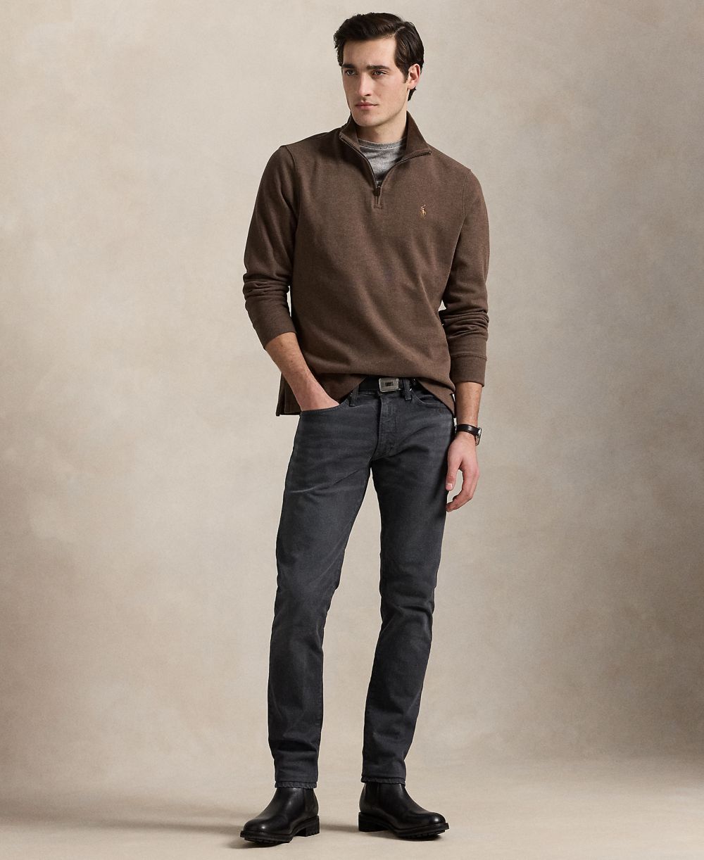 Men's Estate-Rib Cotton Quarter-Zip Sweater