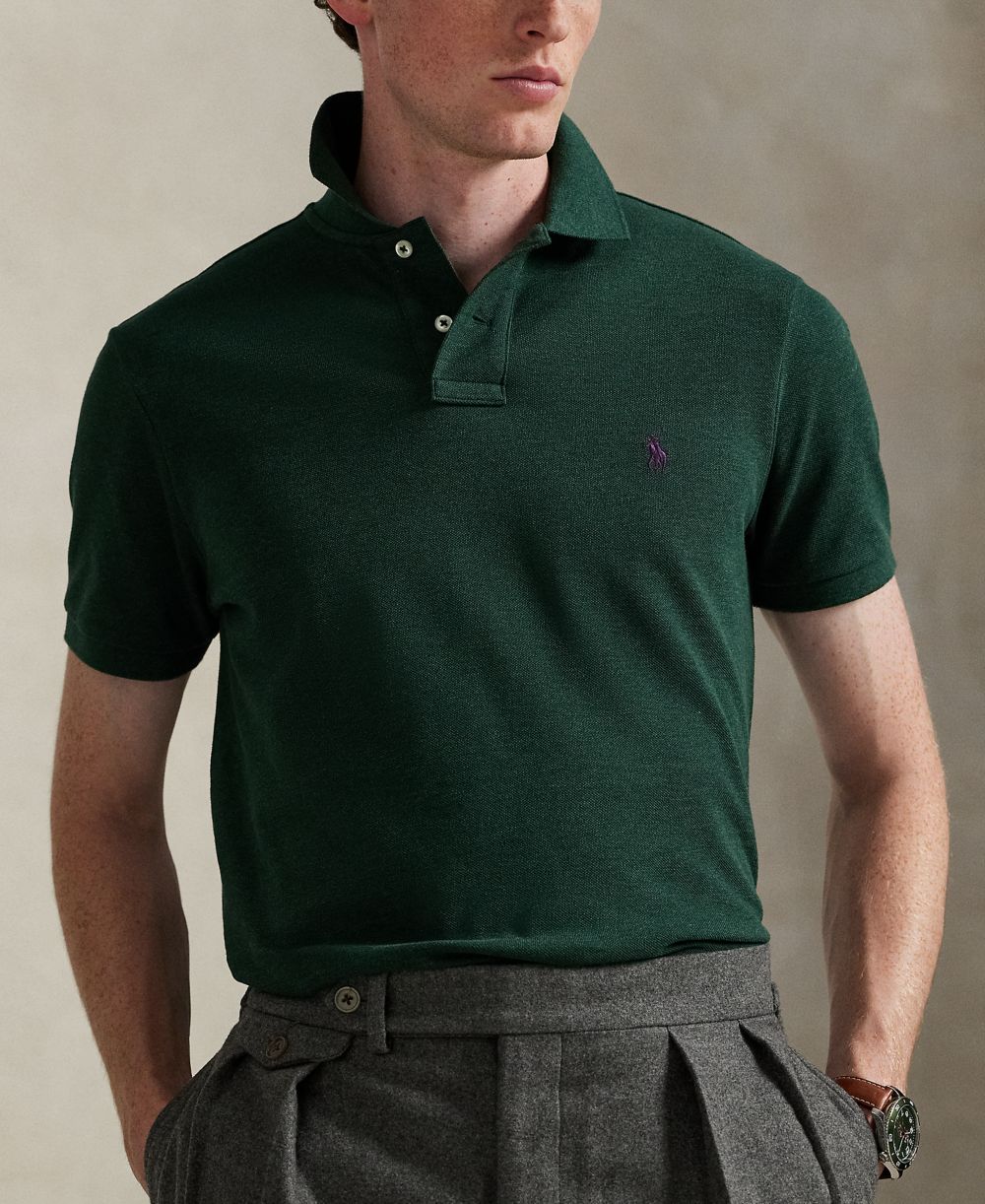 Men's Custom Slim-Fit Mesh Polo Shirt