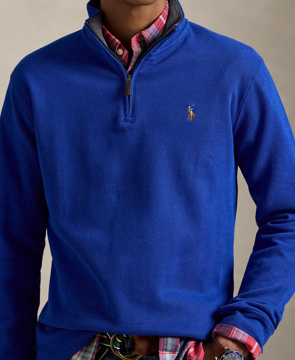 Men's Estate-Rib Cotton Quarter-Zip Sweater