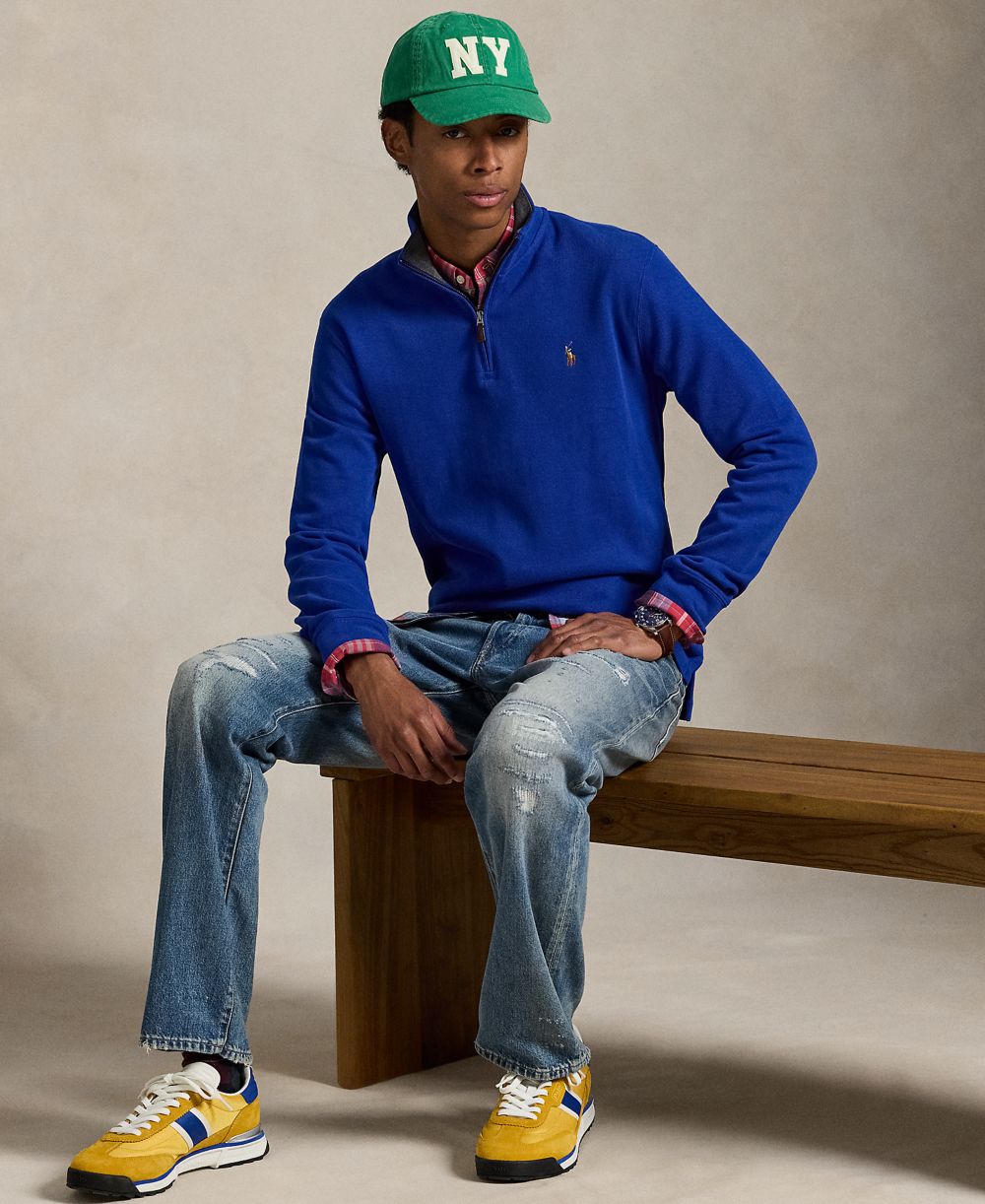 Men's Estate-Rib Cotton Quarter-Zip Sweater