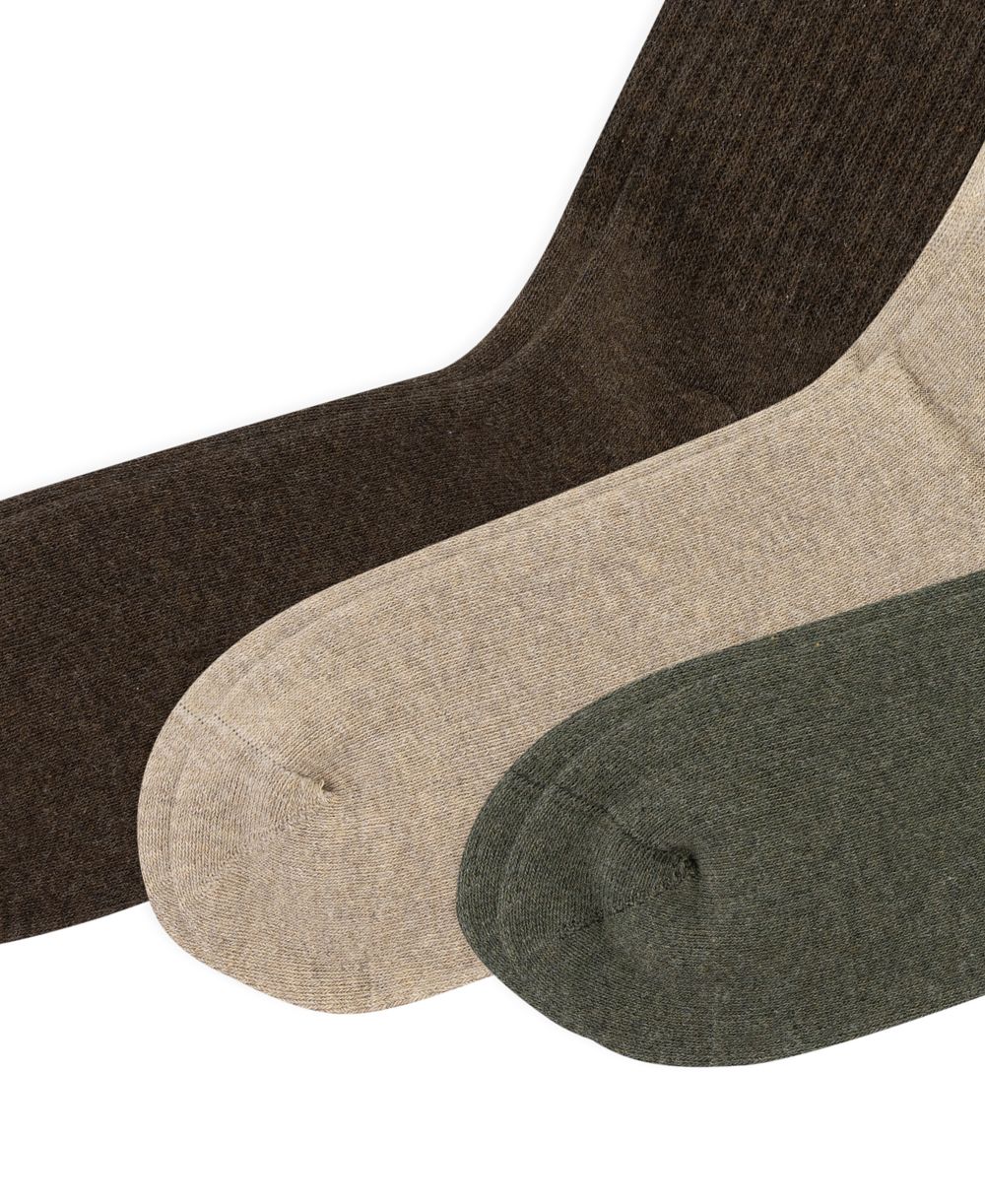 Men's Ribbed Cushion Foot Crew Socks, 3-Pack