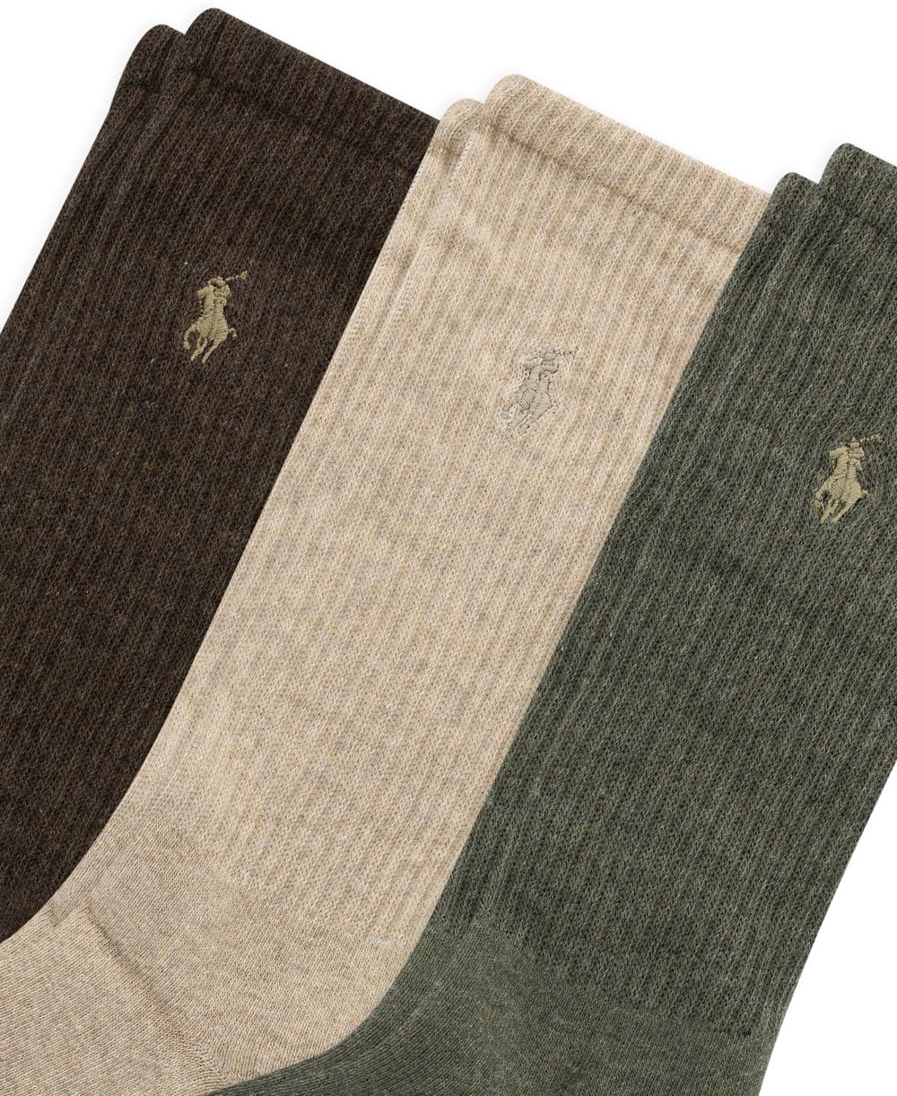 Men's Ribbed Cushion Foot Crew Socks, 3-Pack