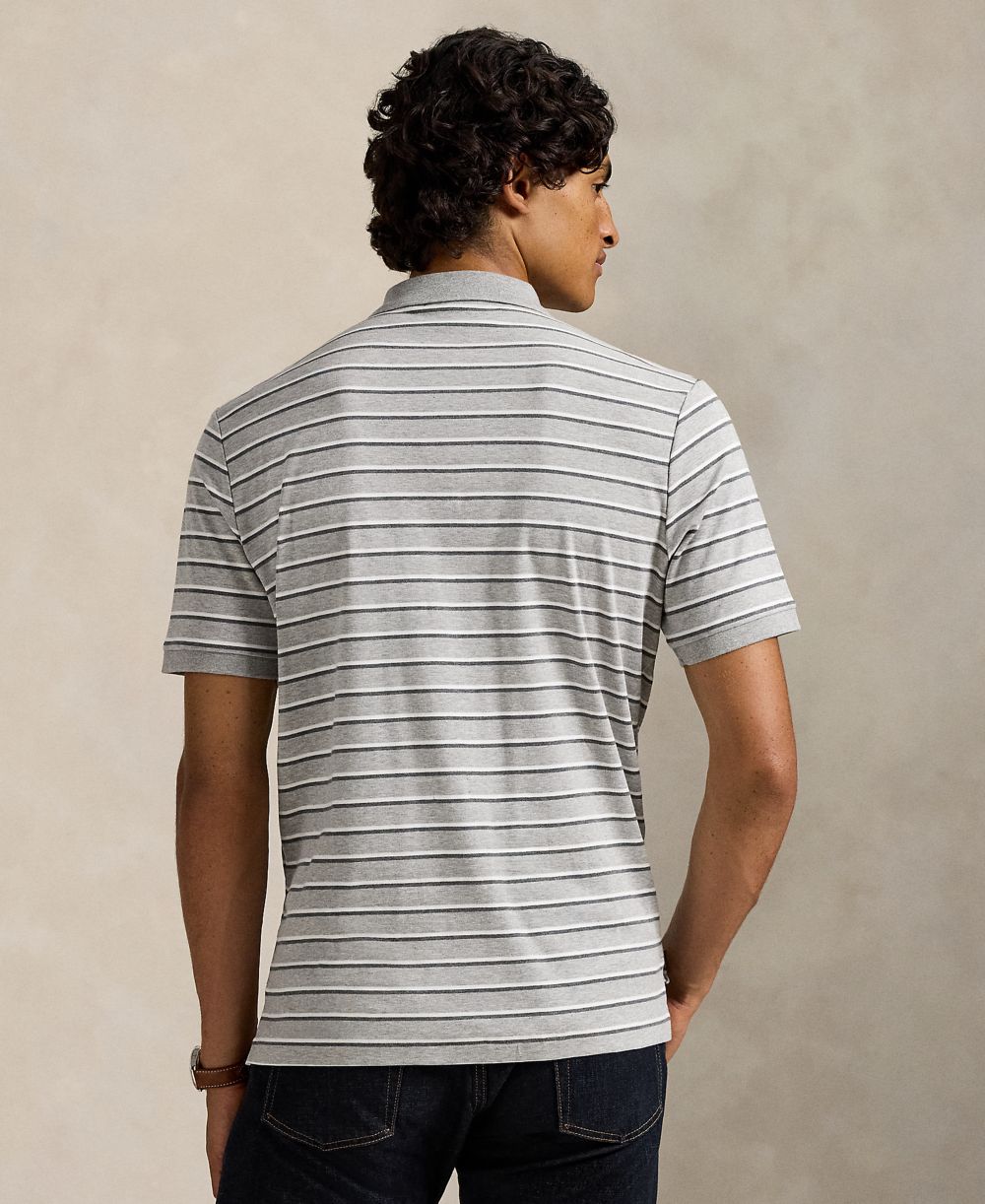 Men's Classic-Fit Striped Soft Cotton Polo Shirt
