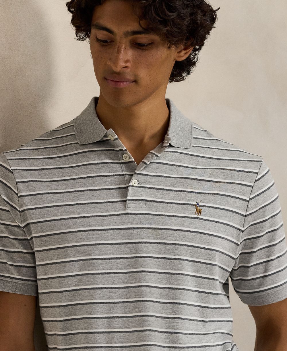 Men's Classic-Fit Striped Soft Cotton Polo Shirt
