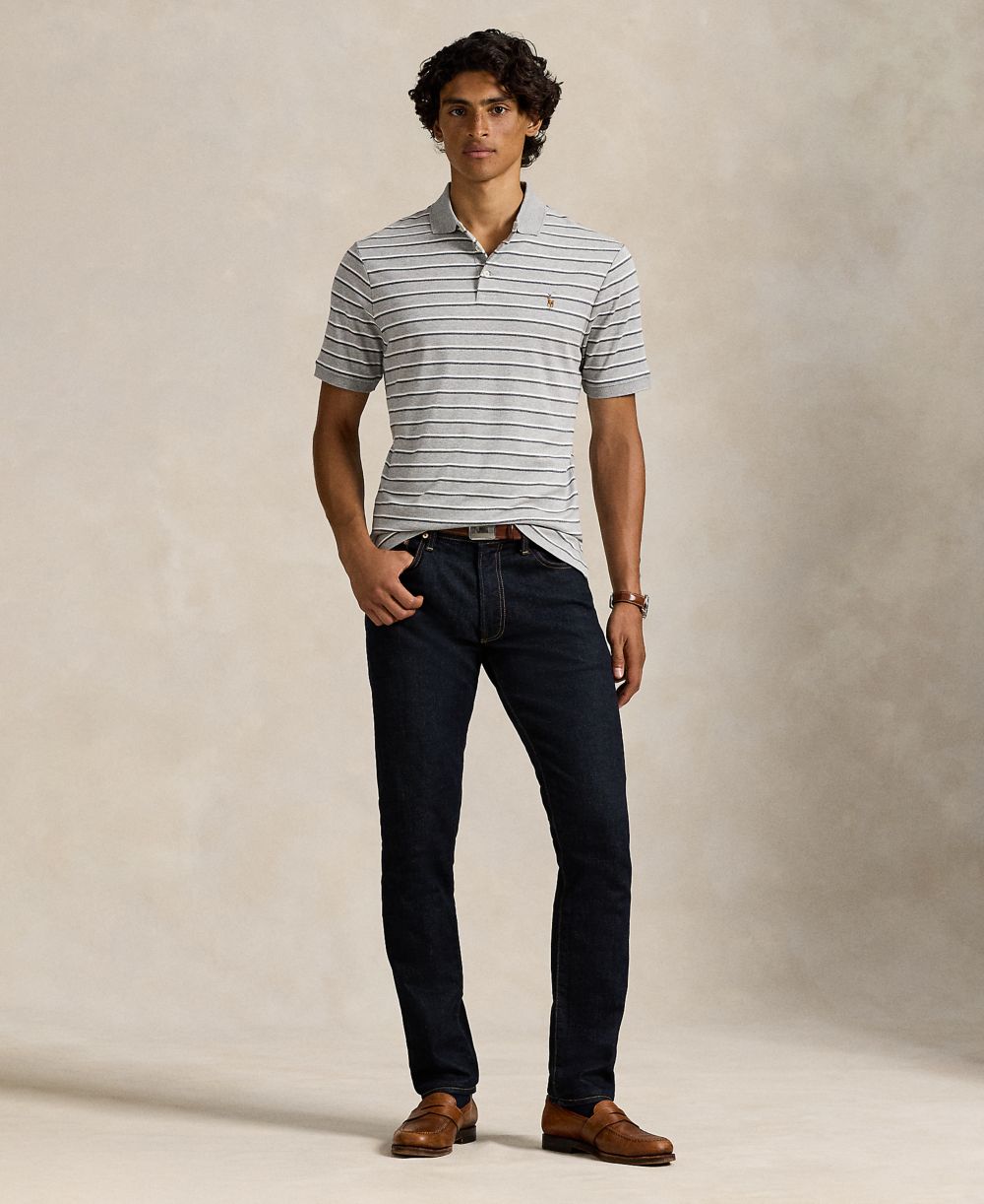 Men's Classic-Fit Striped Soft Cotton Polo Shirt