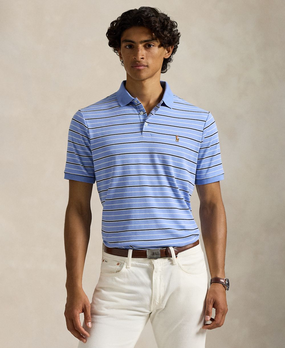 Men's Striped Short-Sleeves Polo Shirt