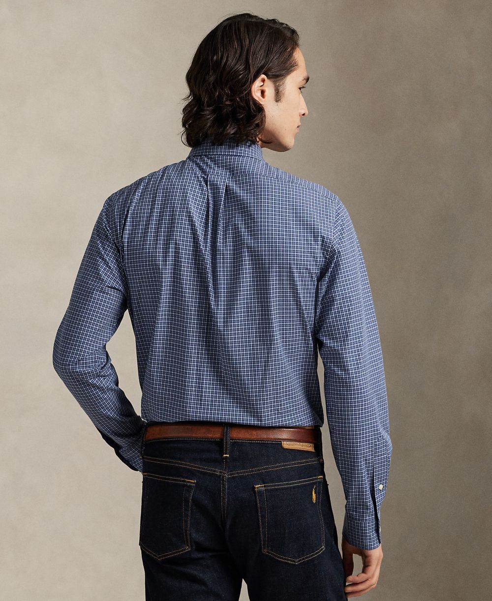 Men's Classic-Fit Plaid Stretch Poplin Shirt