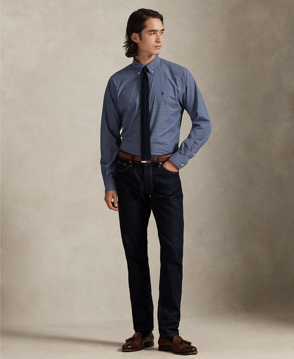 Men's Classic-Fit Plaid Stretch Poplin Shirt