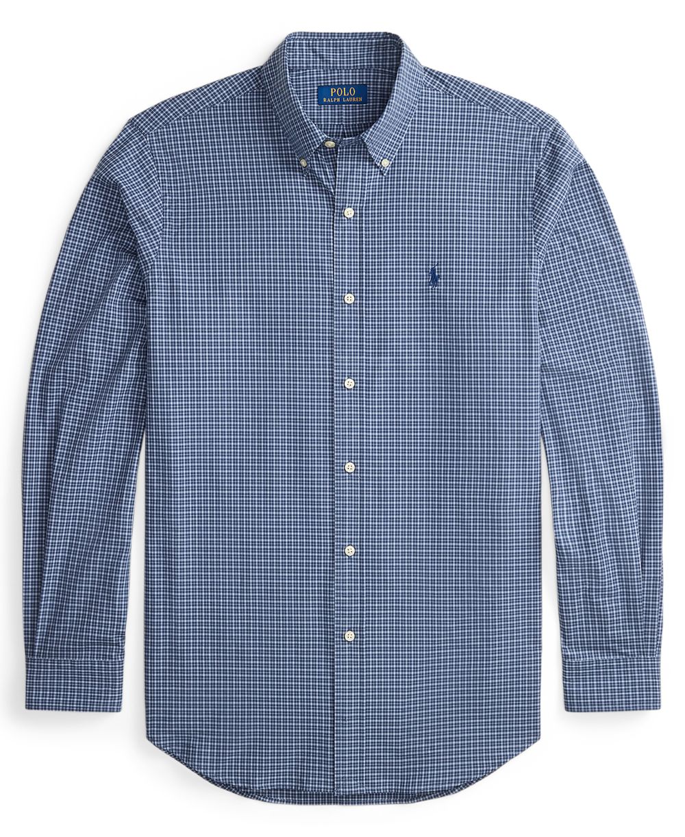Men's Classic-Fit Plaid Stretch Poplin Shirt