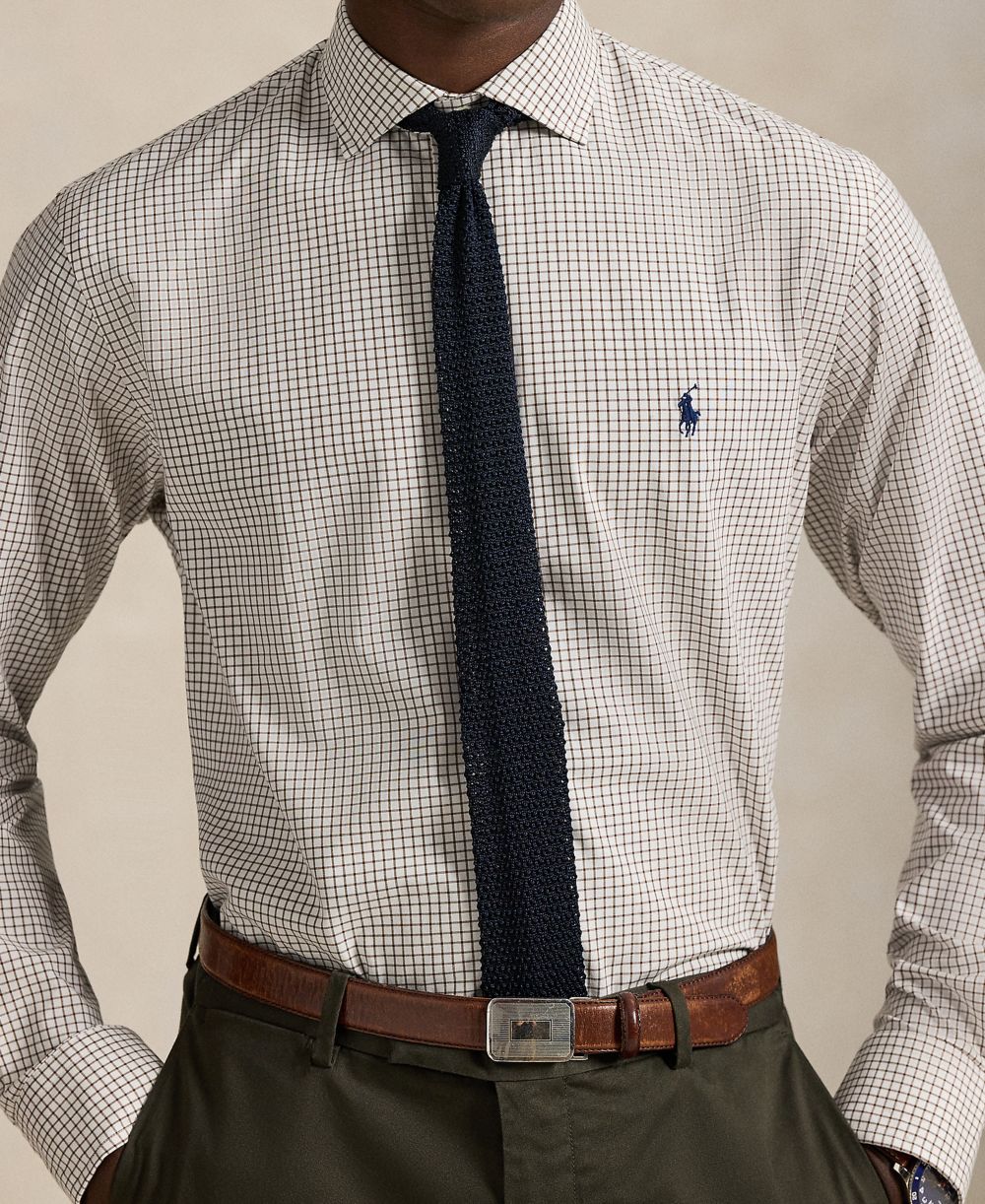 Men's Classic-Fit Plaid Stretch Poplin Shirt