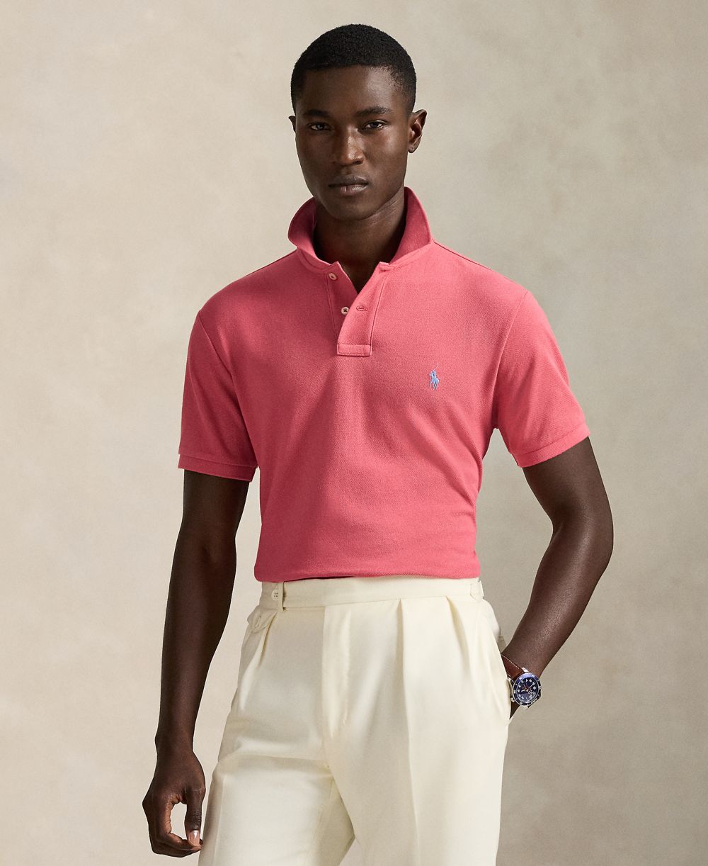 Men's Custom Slim-Fit Mesh Polo Shirt