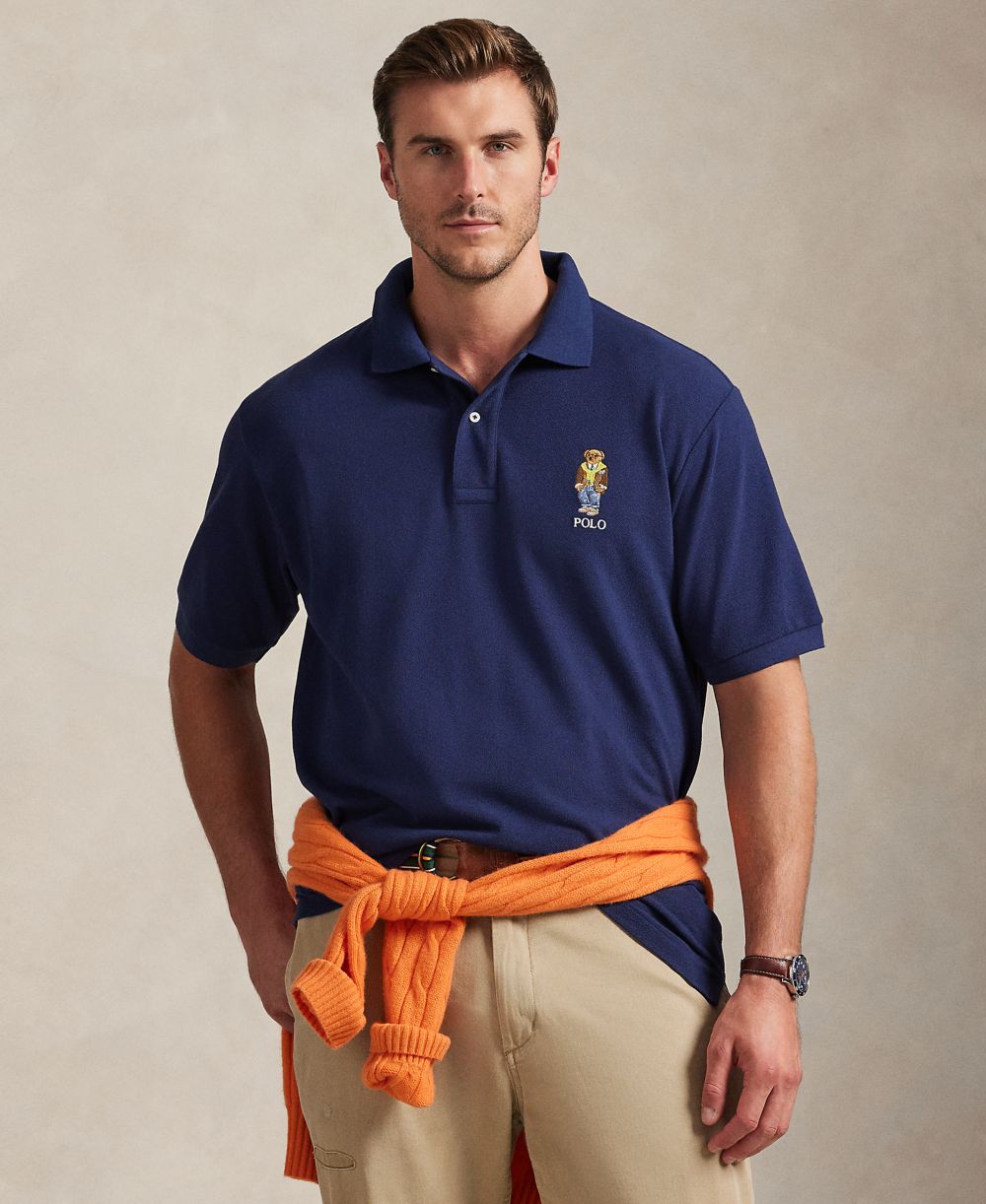 Men's Big & Tall Bear Embroidered Polo Shirt
