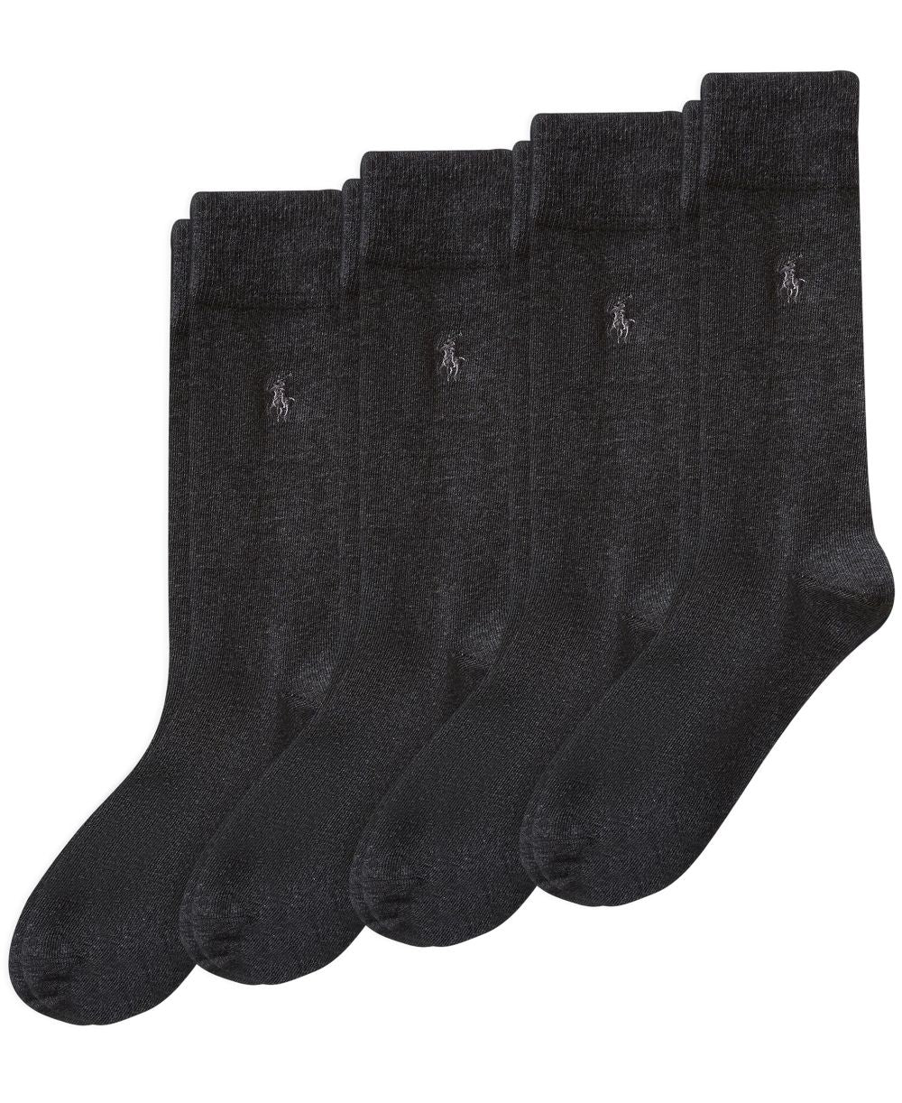 Men's Flat Knit Slack Dress Socks, 4-Pack