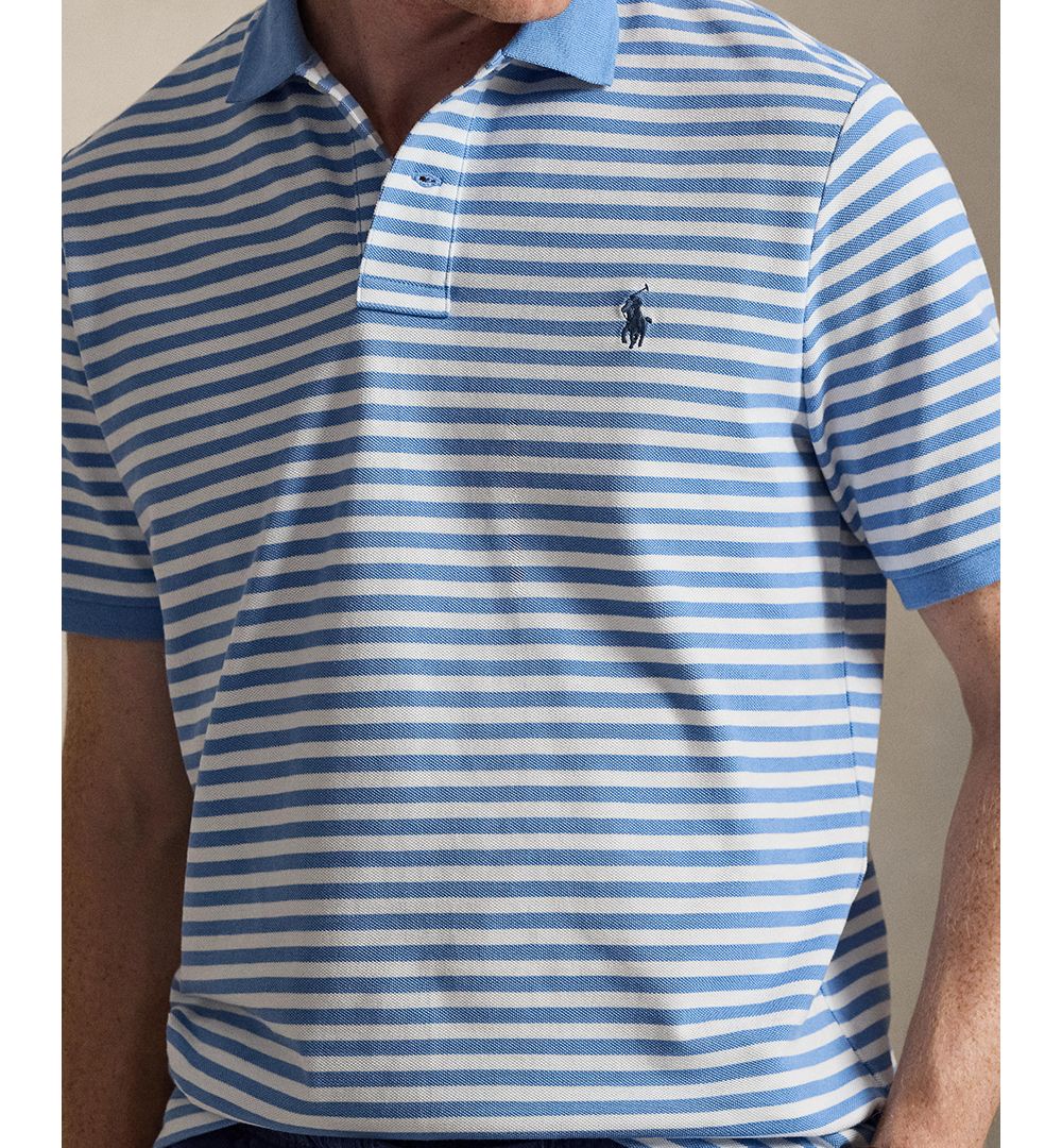 Men's Striped Mesh Polo Shirt