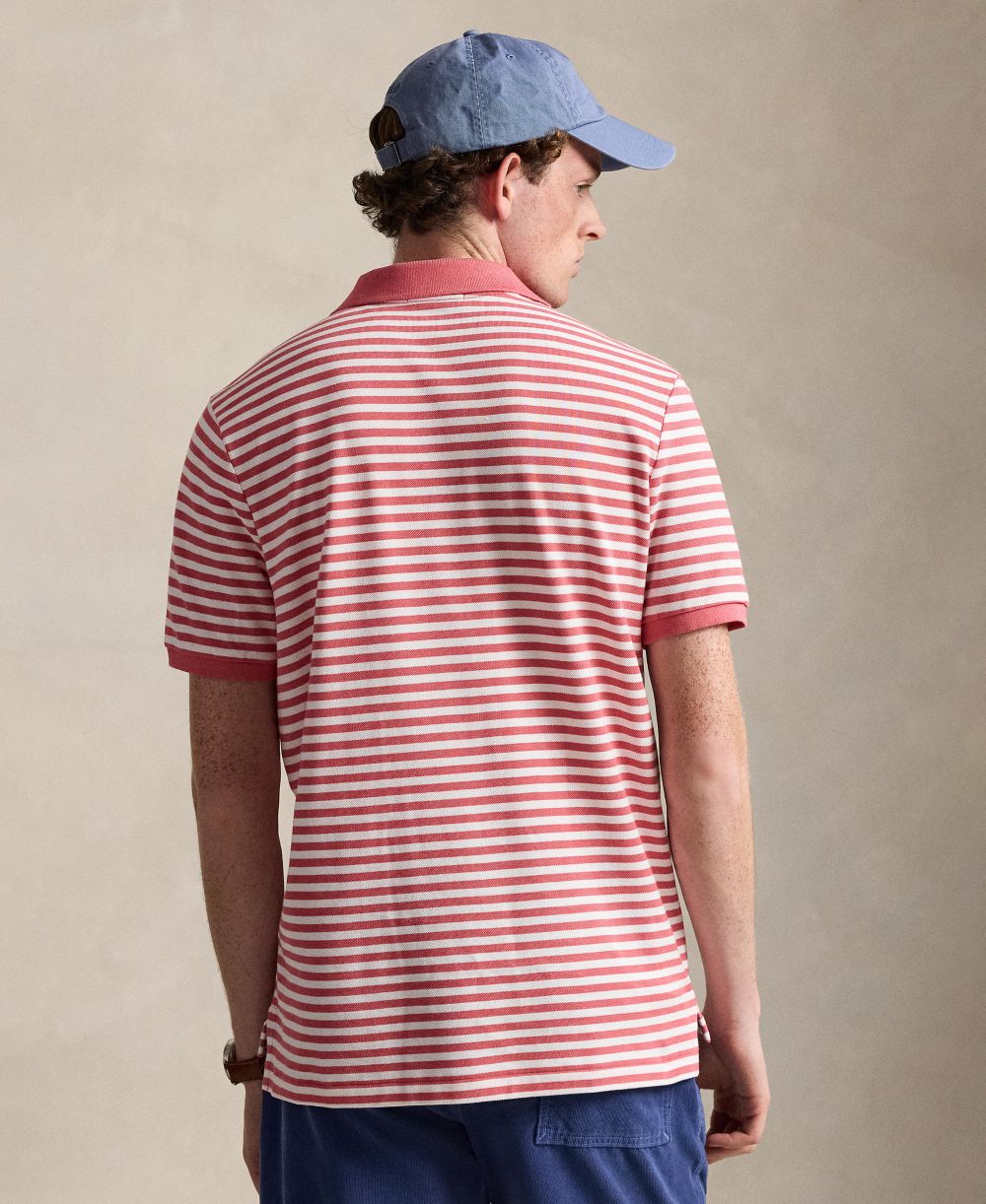 Men's Striped Mesh Polo Shirt